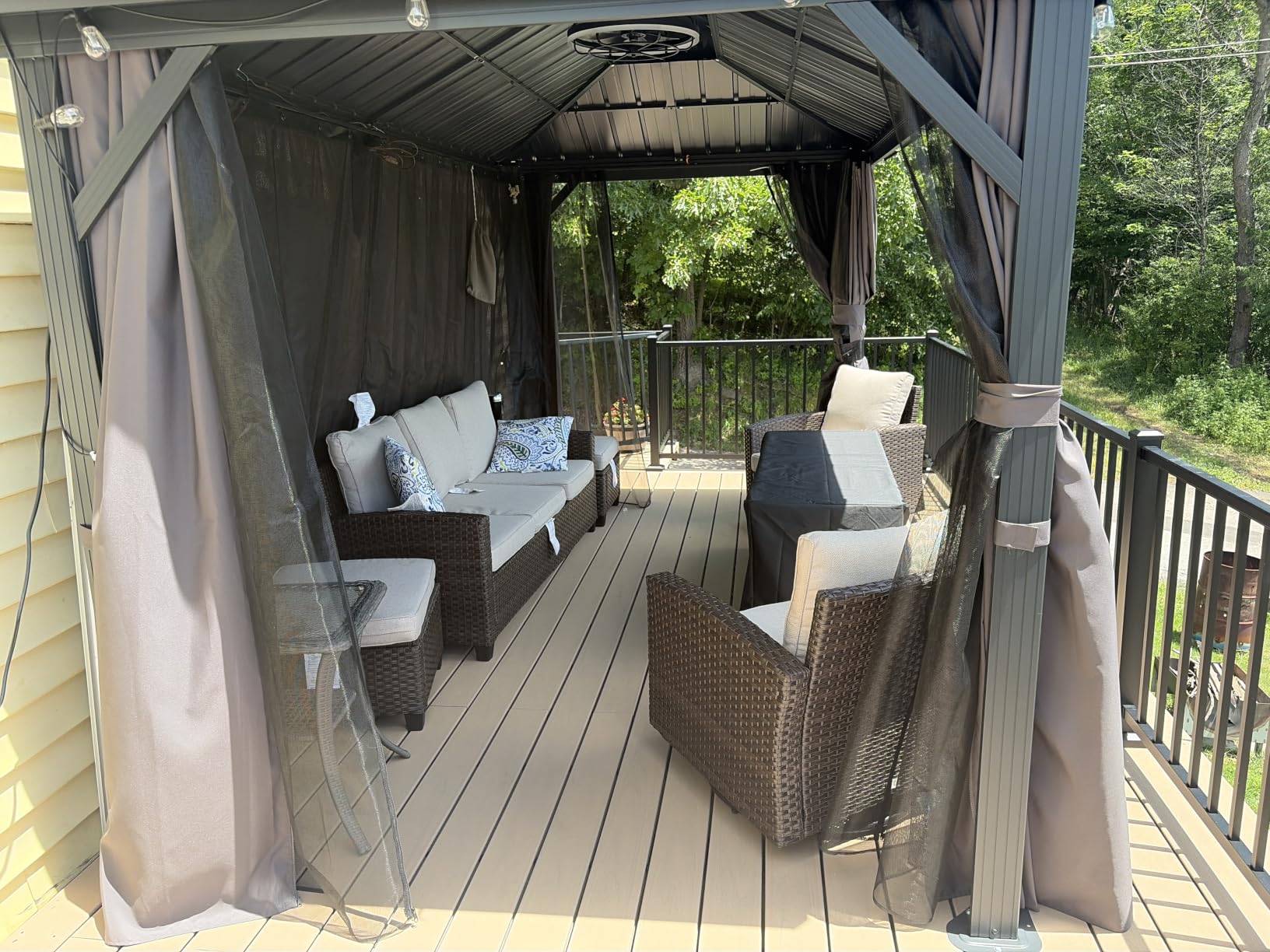 HERA'S HOUSE Patio Furniture Set, 5 Pieces Outdoor Wicker Furniture, All Weather Rattan Patio Conversation Set, Deep Seating Outdoor Sofa Sets for Lawn Deck Backyard, Brown/Beige customer photo 2
