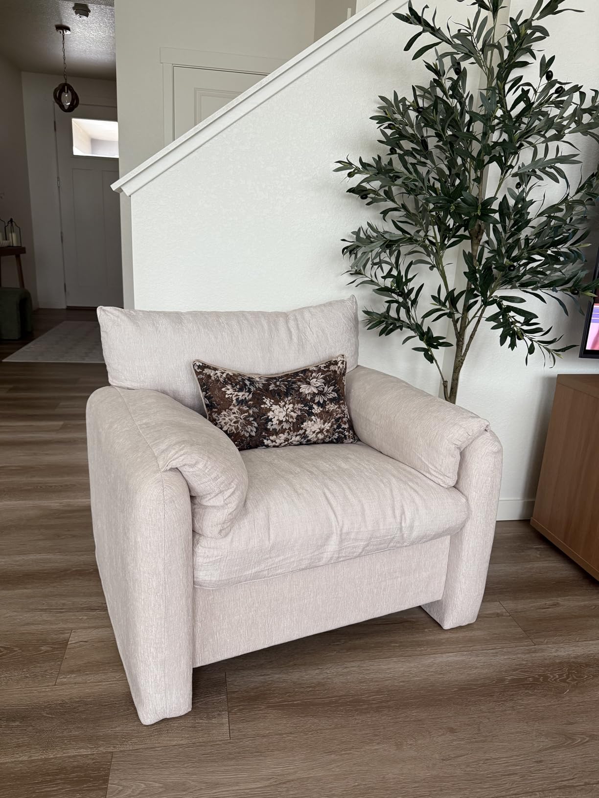Howjoe Accent Chair for Living Room, Oversized Reading Armchair, Beige | 38.6