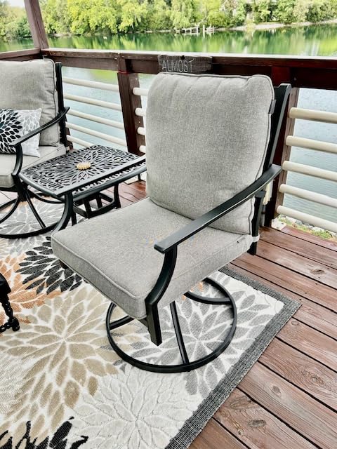 Grand patio 9-Piece Patio Dining Set for 8, E-Coated Outdoor Dining Set Swivel Patio Dining Chairs with Olefin Cushions & 1 Black Extendable Rectangular Table for 6-8 Person customer photo 1
