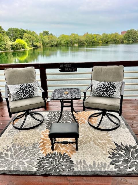 Grand patio 9-Piece Patio Dining Set for 8, E-Coated Outdoor Dining Set Swivel Patio Dining Chairs with Olefin Cushions & 1 Black Extendable Rectangular Table for 6-8 Person customer photo 2