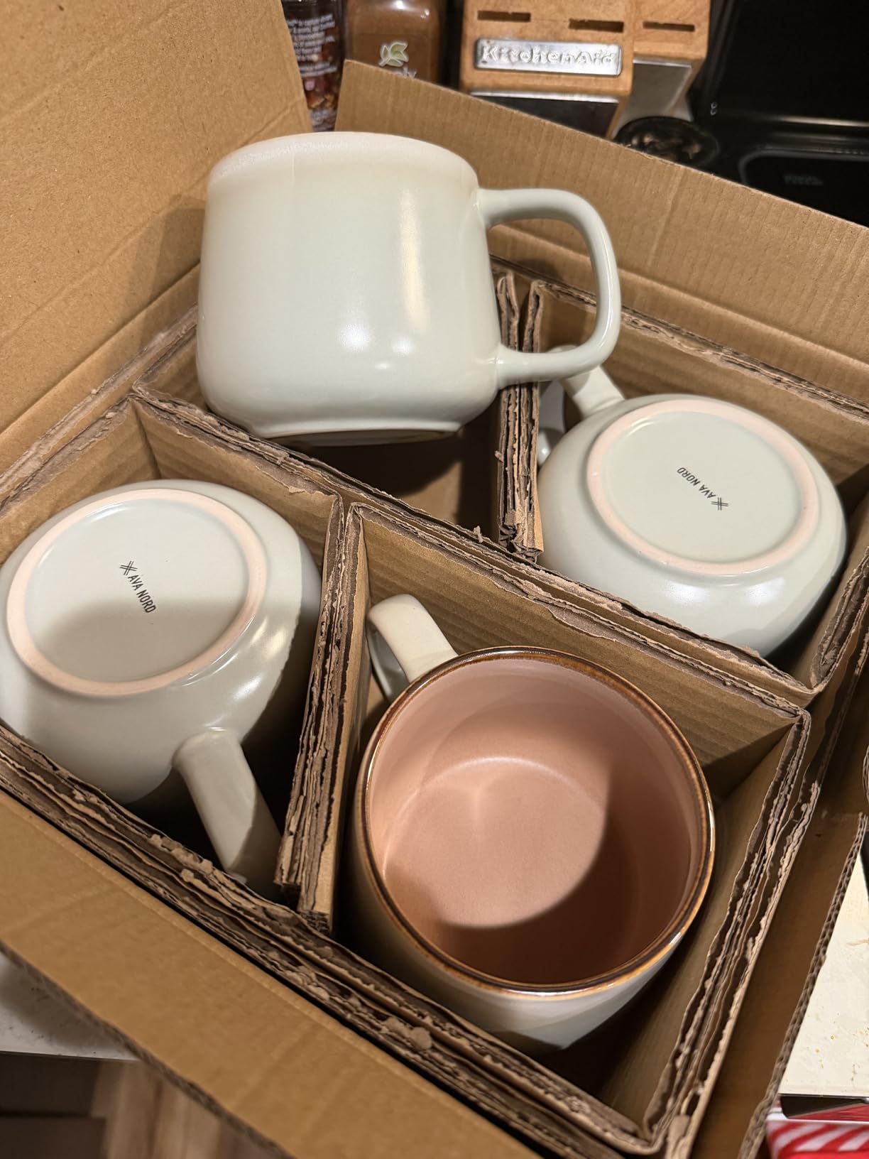 Ava Nord Ceramic Coffee Mugs Set of 4 | 12 oz Stoneware Coffee Cups | Lead-Free, Non-Toxic | Microwave and Dishwasher Safe | Comfortable Handle | Aesthetic Nordic Design for Tea and Latte | Sage Ash customer photo 1