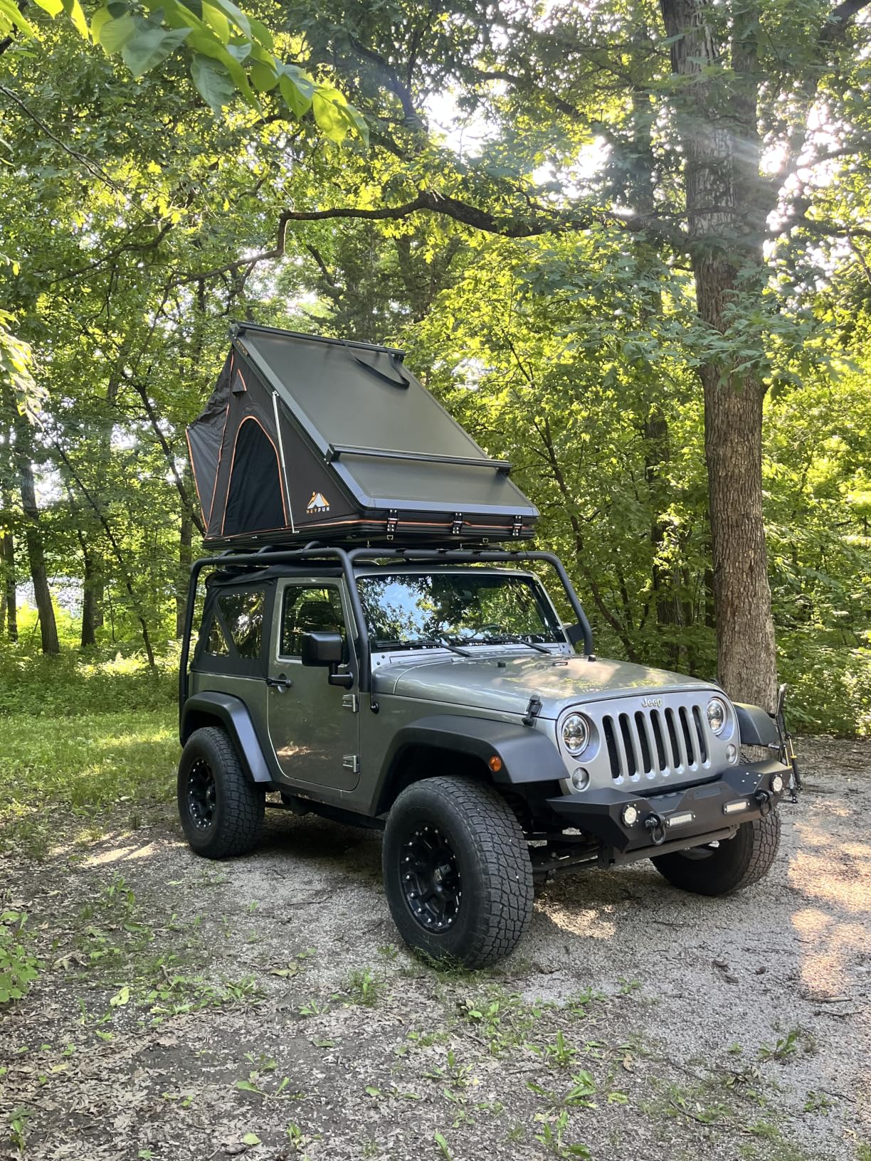 Explorer Pro Rooftop Tent Hard Shell, 2-3 Person Aluminum Roof Top Tent | Detachable Side Awning&Built-in LED Light Strip, Compatible with Truck Jeep SUV Van&Trailer, Pop Up for 4-Season Camping customer photo 1