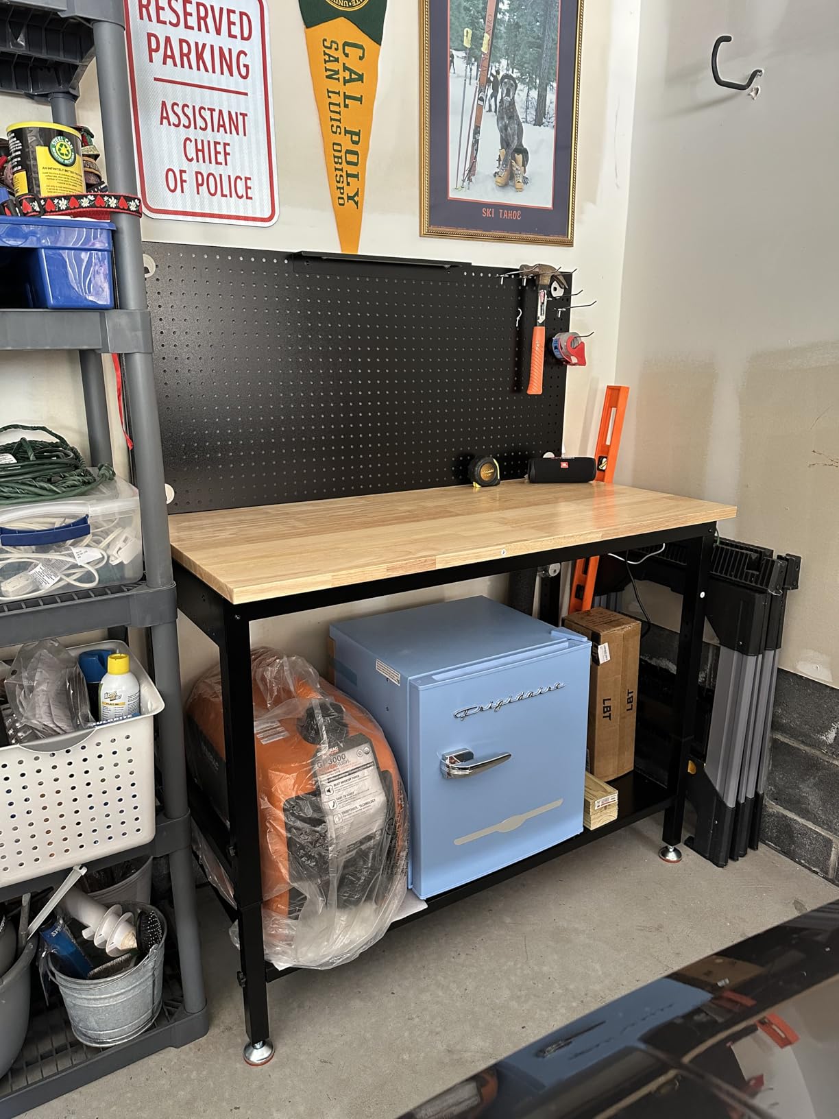CAMMOO 48x24 Inch Garage Work Bench with Storage, Pegboard & Power Strip customer photo 1