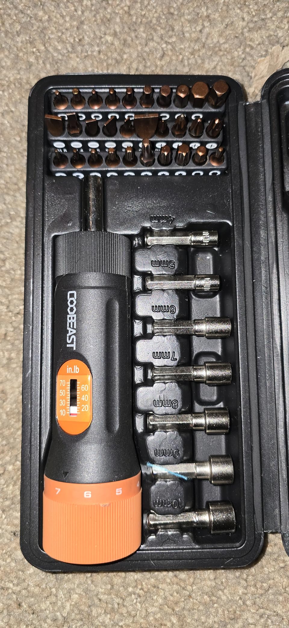 coobeast 49 Pcs Torque Screwdriver 10-70 Inch Pound Torque Screwdriver Set with S2 Bits & Sockets, 1/4