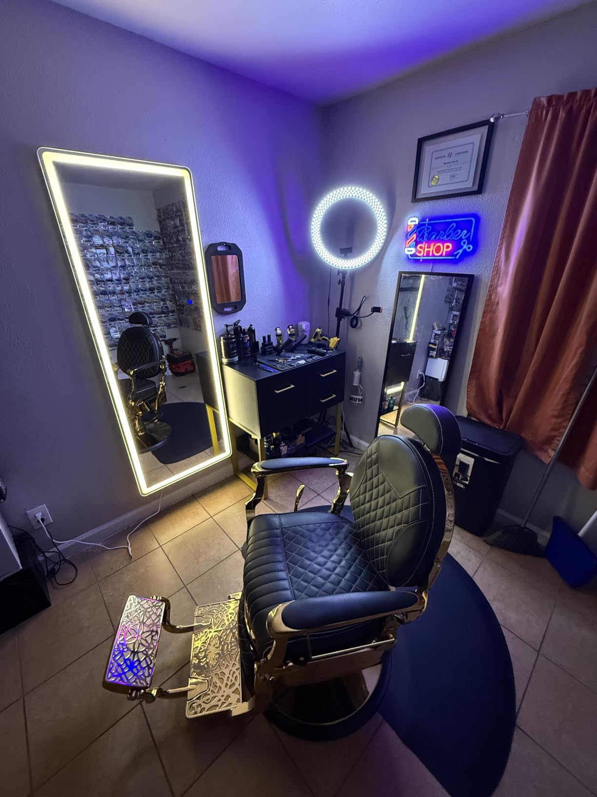 OmySalon Beauty Barber Station, Salon Stations for Hair Stylist, Salon Storage Cabinet with Drawers & Hair Dryer Holders, Styling Station for Spa Dresser, Black customer photo 1