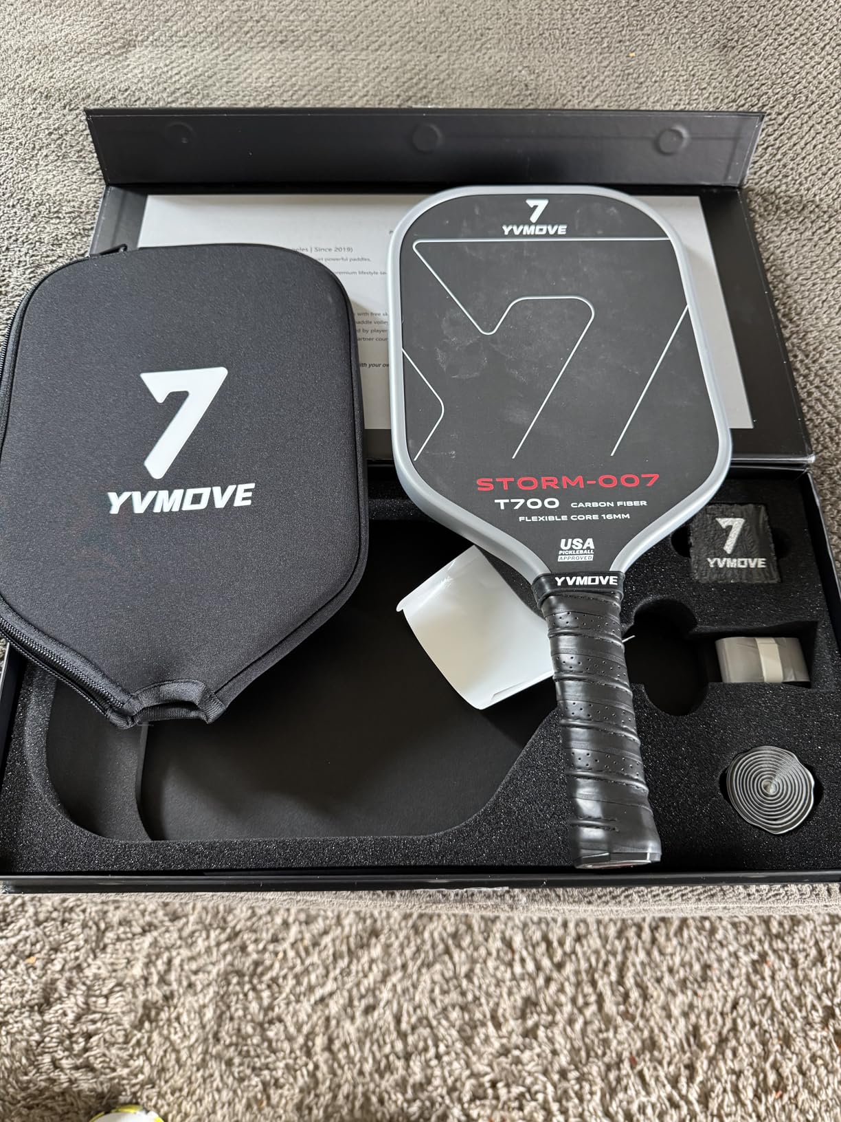 YVmove Raw Carbon Fiber Pickleball Paddle, 16mm Thermoformed Pickleball Racket with High Spin & Extended Grip, USAPA Approved Professional Pickleball Paddle for Control and Power customer photo 2
