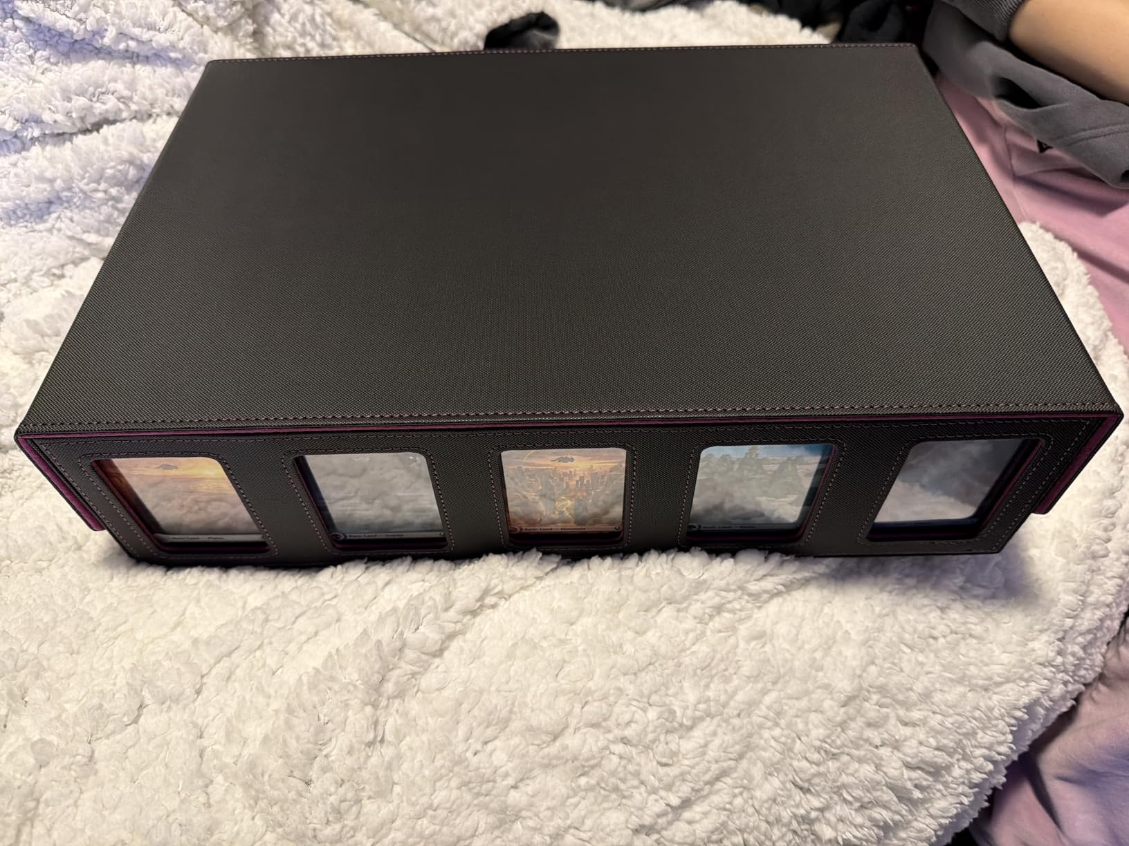 Kabinka Trading Card Storage Box with Commander Display, 5-Row Deck Case with Removable Lid; 3900+ Card Organizer for MTG TCG PTCG Sports Card, Top Loaders Storage Box (Black) customer photo 2