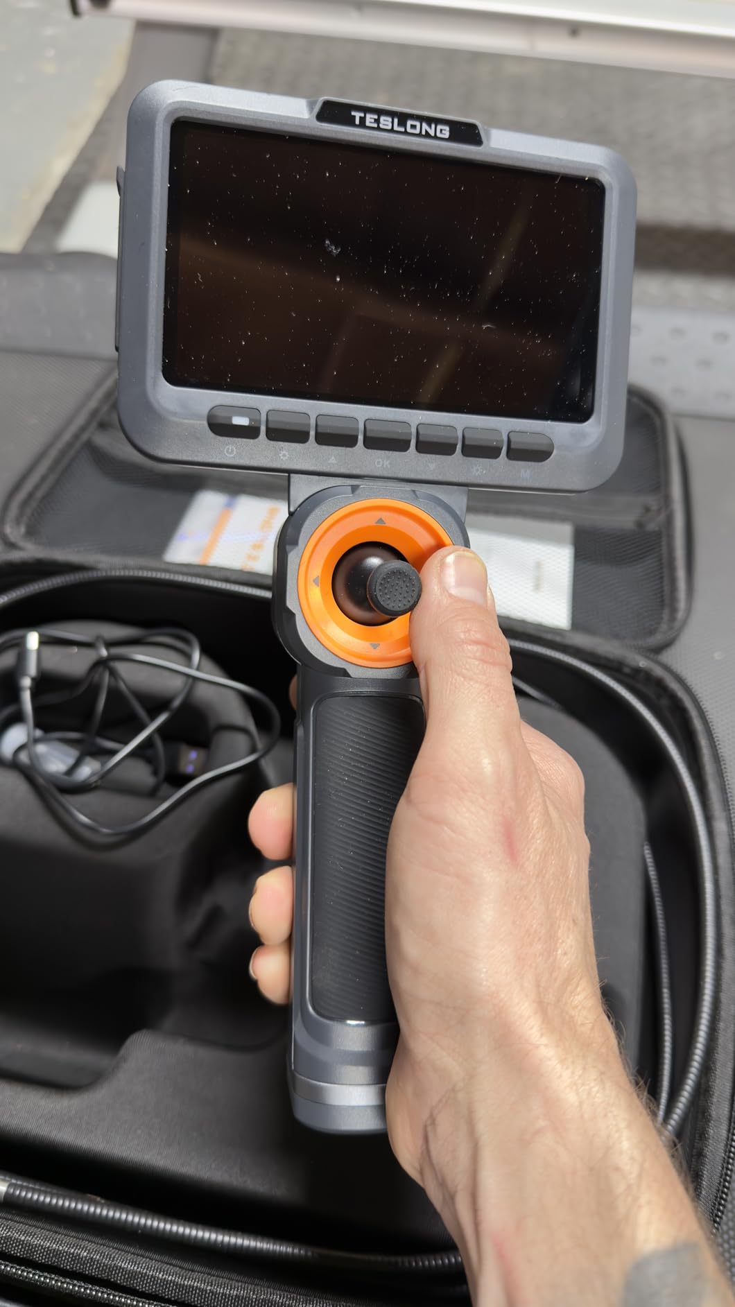 Teslong 360 Articulating Borescope with Light, 5'' Monitor Industrial Inspection Camera with 4-Way Joystick Articulation, HD Endoscope Camera for Automotive, Pipes, and Mechanics (0.24inch-5FT) customer photo 1