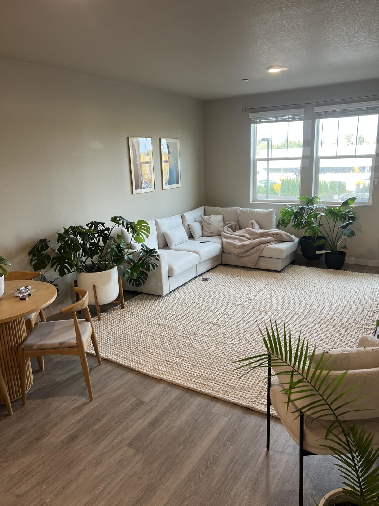 Handwoven Wool Area Rug - Hand Woven Natural Carpet Rugs - Bedroom Living Room Dining Room (Ivory- 6'x9') customer photo 2