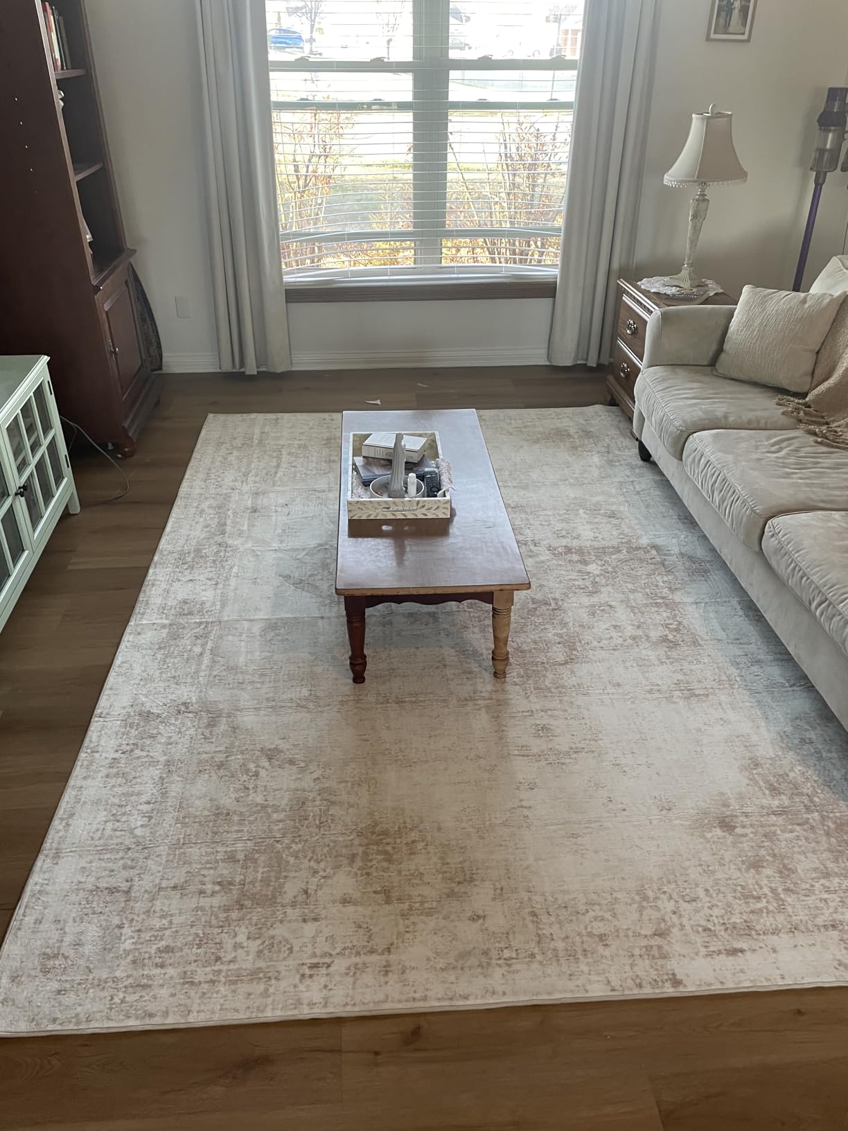 Area Rug 8x10 Washable Rug, Vintage Boho Medallion Rugs Non-Slip Soft Low Pile Large Distressed Rug Indoor Retro Carpet for Living Room Bedroom Dining Room Office Children's Room(Beige, 8'x10') customer photo 2