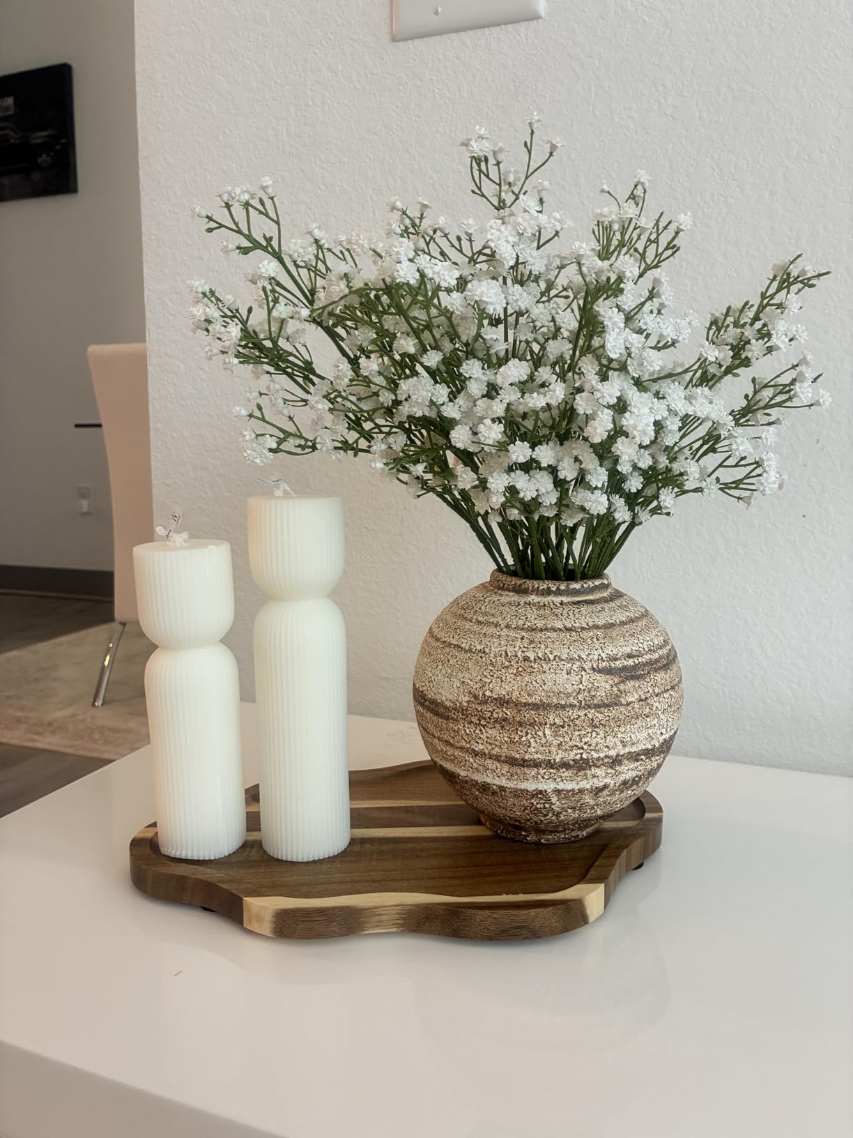 Vanselia Ceramic Flower Vase Home Decor - Farmhouse Table Vases Rustic Vintage Living Room Kitchen Bedroom Decorations for House Book Shelf Office Coffee Desk Dining Fireplace (7.4