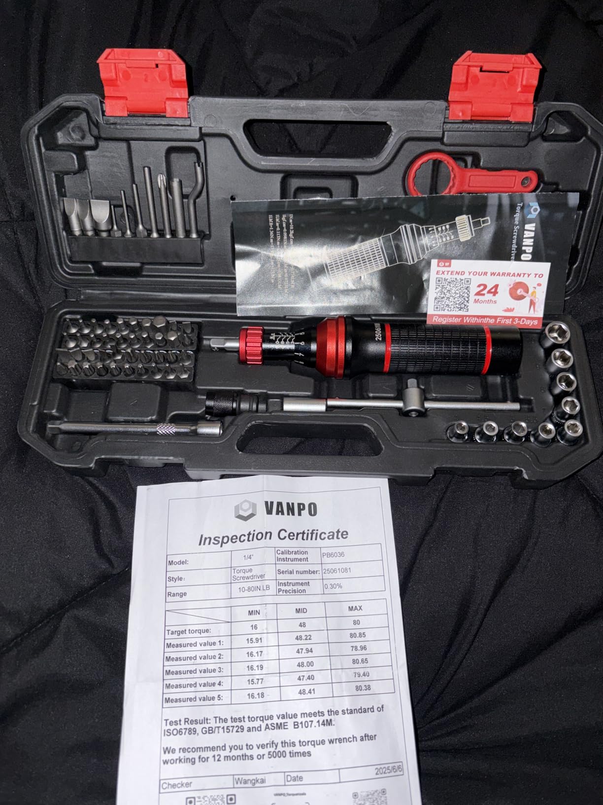 VANPO Torque Screwdriver Set, 64 Pieces 10-80 in-lb 1/4