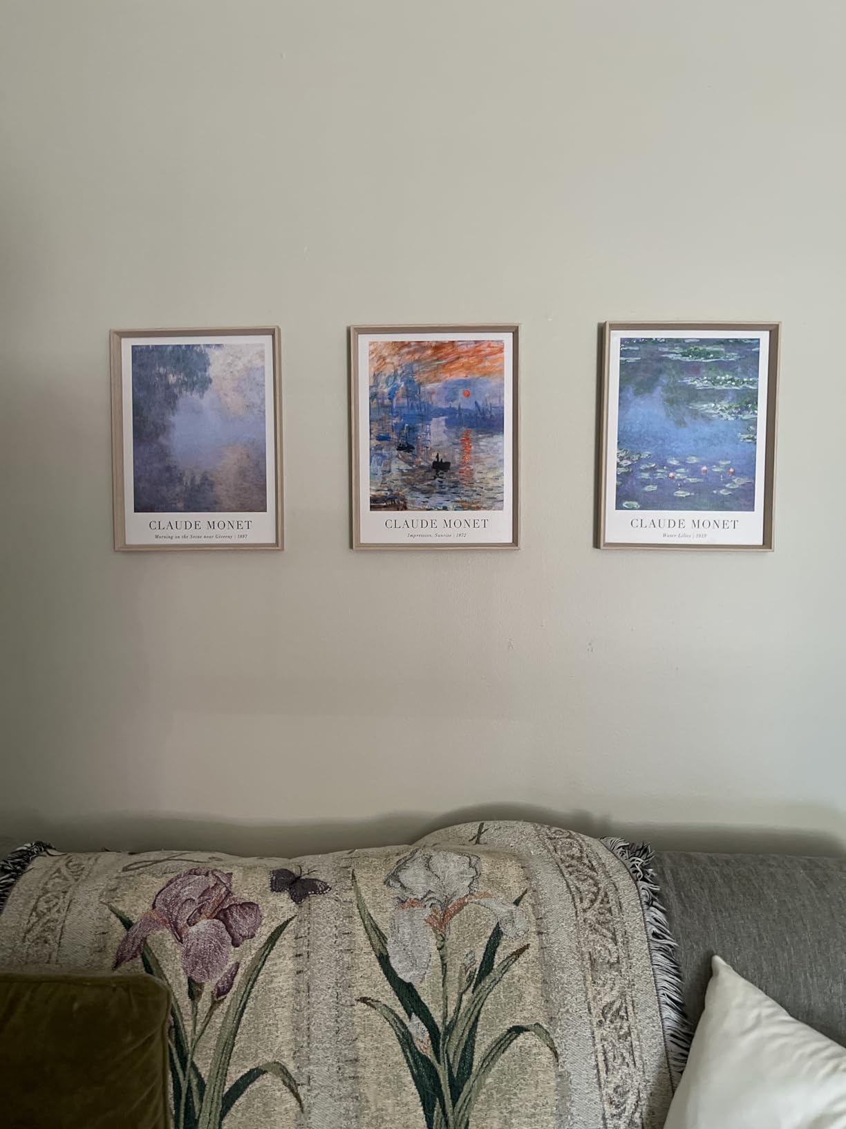 HesenDot Framed Claude Monet Wall Art 3 Piece, 12x16in High Framed Design Canvas Prints Wall Decor, Vintage Impressionism Landscape Artwork Poster Home Decoration for Living Room Bedroom Gallery Office customer photo 1