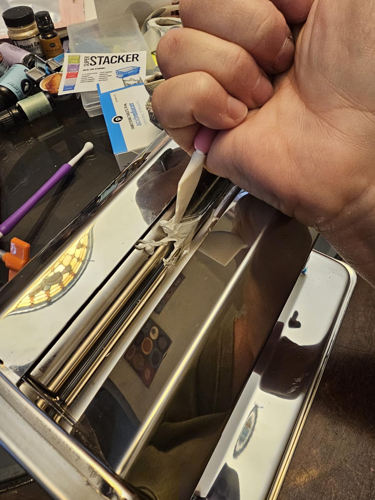 Stainless Steel Polymer Clay Roller Machine Set Includes Clay Presser Machine with 7 Adjustable Thickness Settings,8 Round Clay Cutter,9 Clay Shaping Tool and 7.87