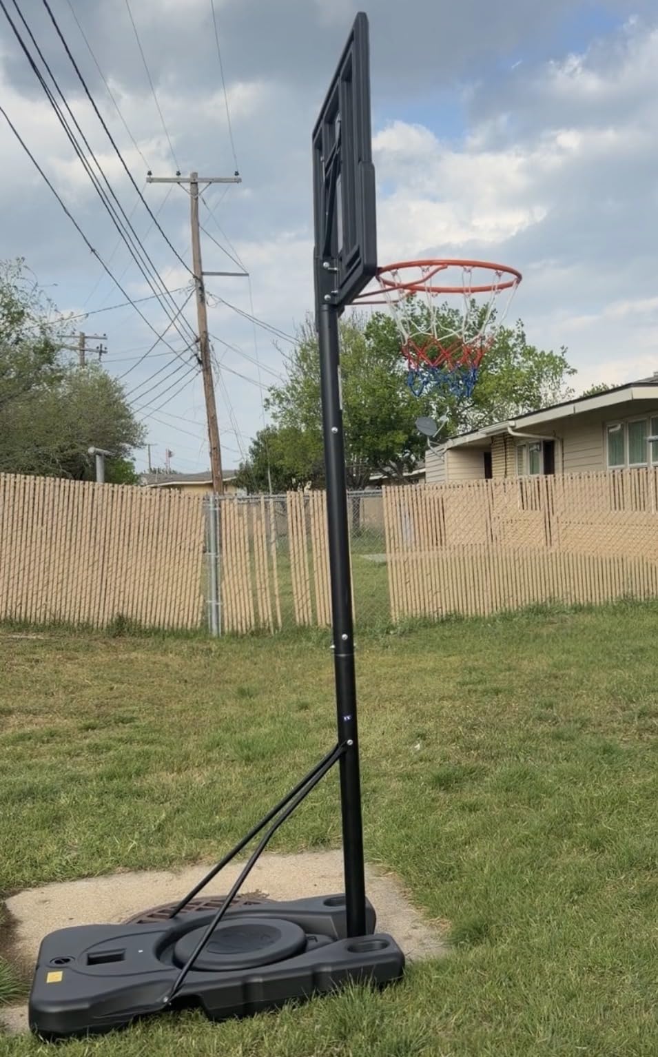 DUMOS 10FT Adjustable Height Portable Basketball Hoop Outdoor for Adult, 44 Inch Shatterproof Backboard w/Shock Absorbent Rim, Fillable Base, 2 Wheels customer photo 1