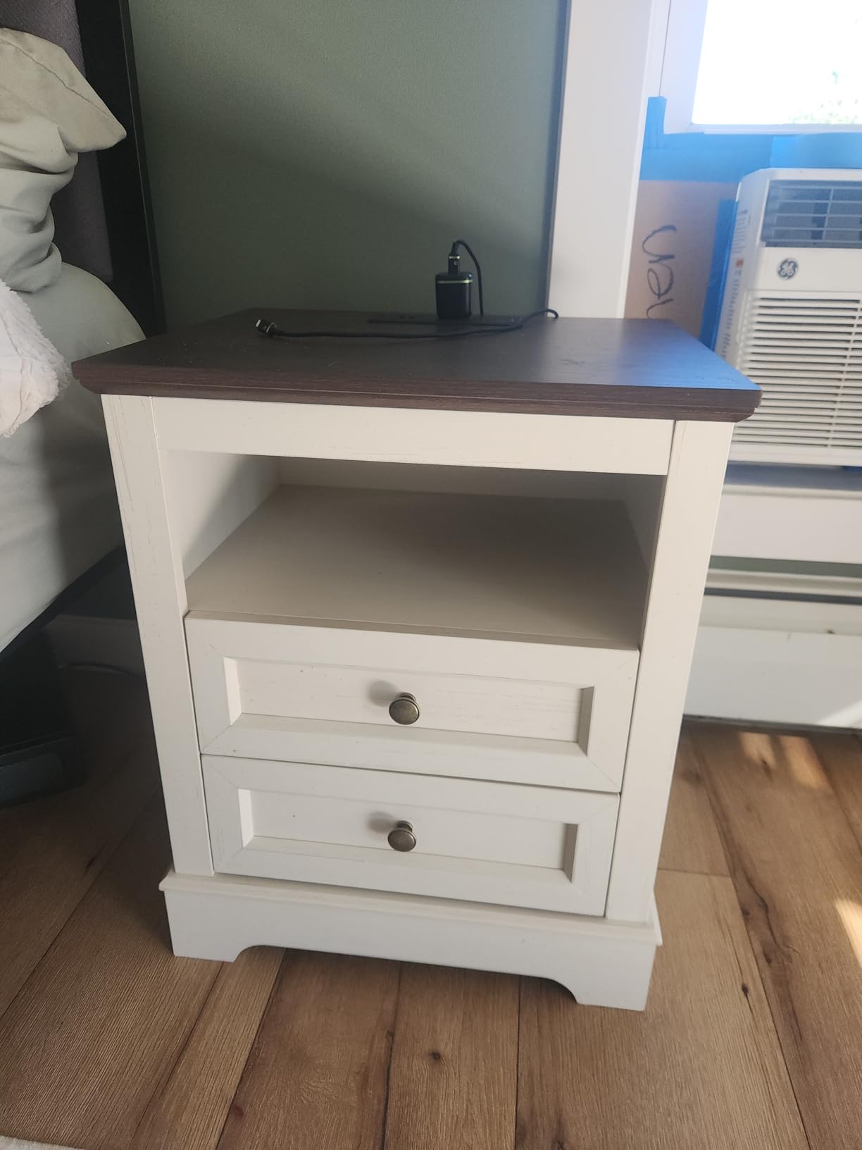 LOUVIXA Farmhouse Bedroom Sets of 4, Including 9 Drawer Dresser, 5 Drawer Dressers and Nightstand Set of 2 with Charging Station (Off White Sets, 4 Pieces) customer photo 1