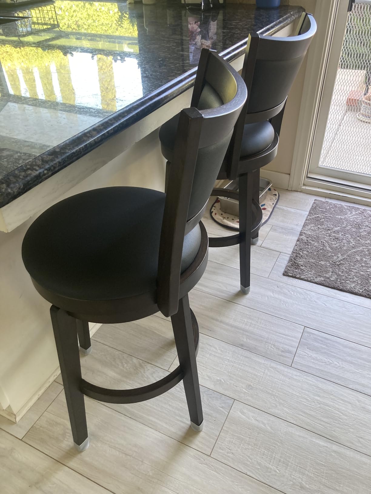 PrimeZone Swivel Bar Stools Set of 2, 32 Inch Tall Bar Height Barstools, Black Faux Leather Bar Stool with High Backrest & Solid Wood Legs & Wrap-Around Footrest, Counter Stools for Pub customer photo 1