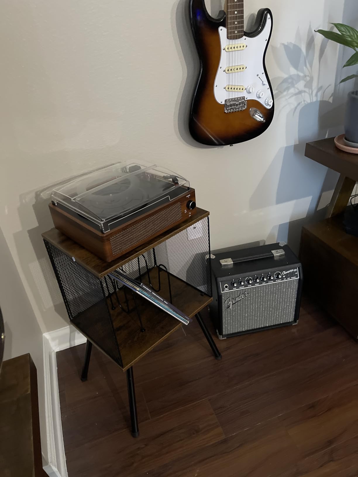 X-cosrack 3-Tier Record Player Stand, Turntable Stand with Storage up to 200 Albums, Corner Vinyl Record Holder with Adjustable Divider, Mid-Century Record Table Vinyl Storage for Bedroom Living Room customer photo 2