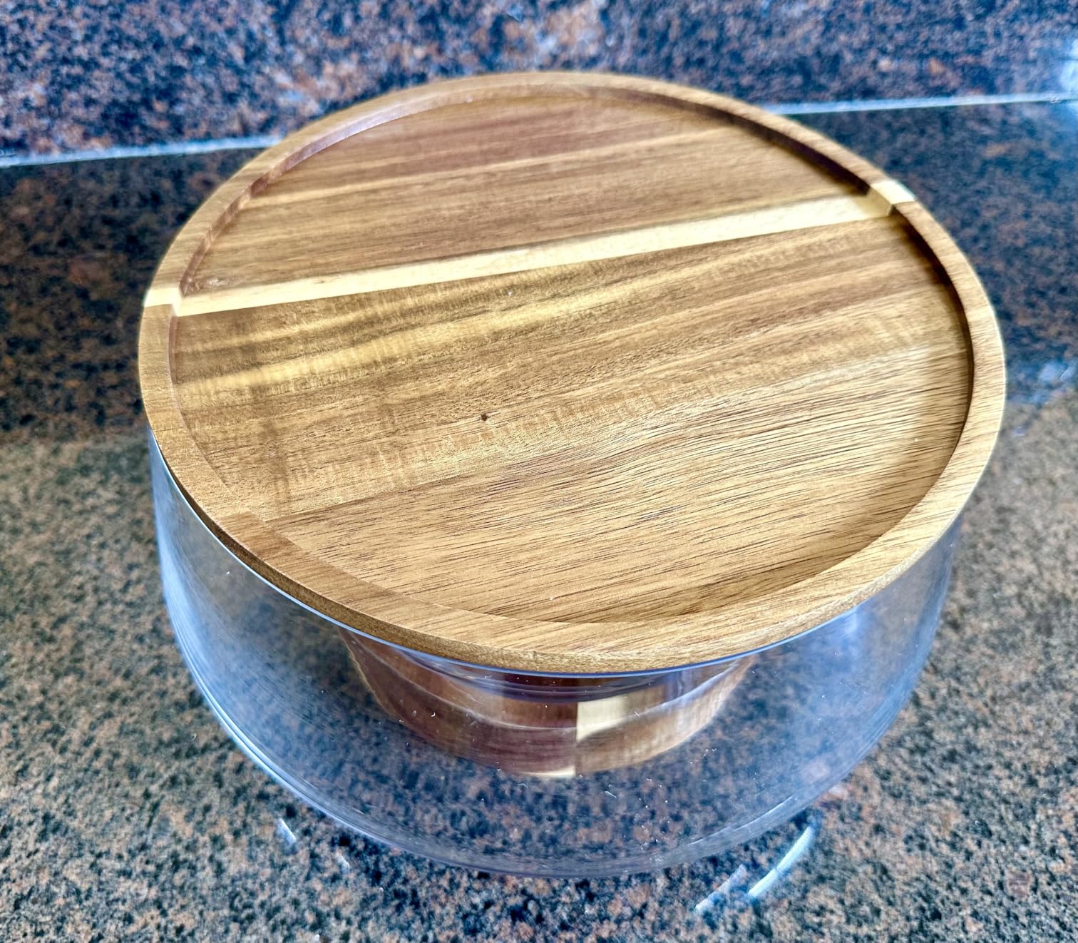Large Glass Salad Bowl with Lid Set, 5.7 L Decorative Glass Mixing Bowl, Trifle and Serving Bowls with Lids as Cheese Charcuterie Board and Plate, Comes with Wood Serving Utensils customer photo 2
