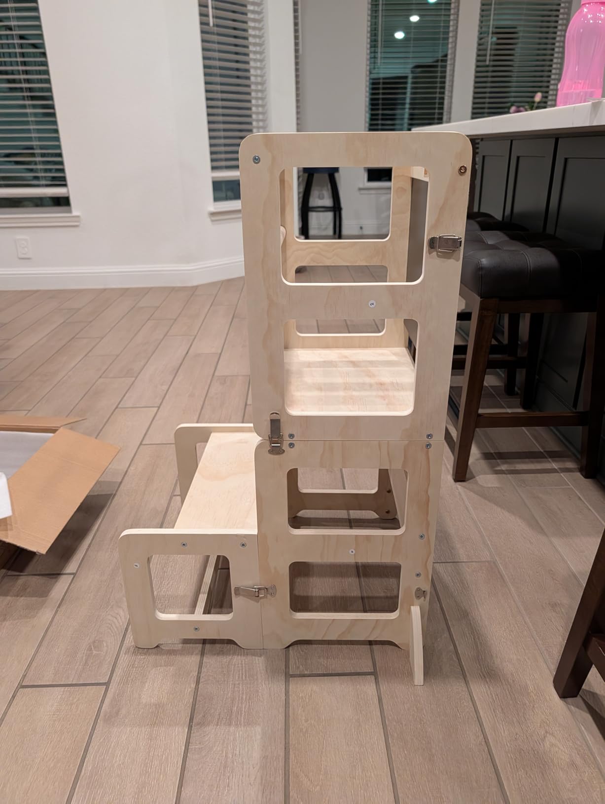 Toddler Kitchen Step Stool, 4-in-1 Foldable Standing Tower with Blackboard, Toddler Step Stool for Bathroom Sink, Kitchen Counter, Ages 18 Months+ customer photo 2