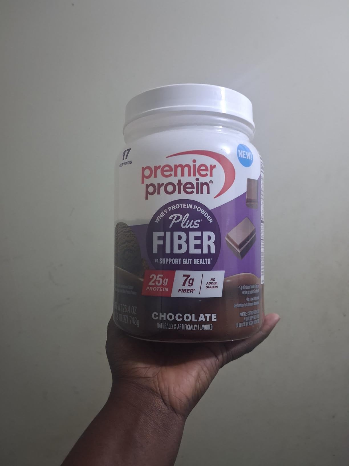 Premier Protein Powder Plus Fiber, Chocolate, 25g Protein, 7g Fiber to Support Gut Health, No Added Sugar (17 Servings) customer photo 1
