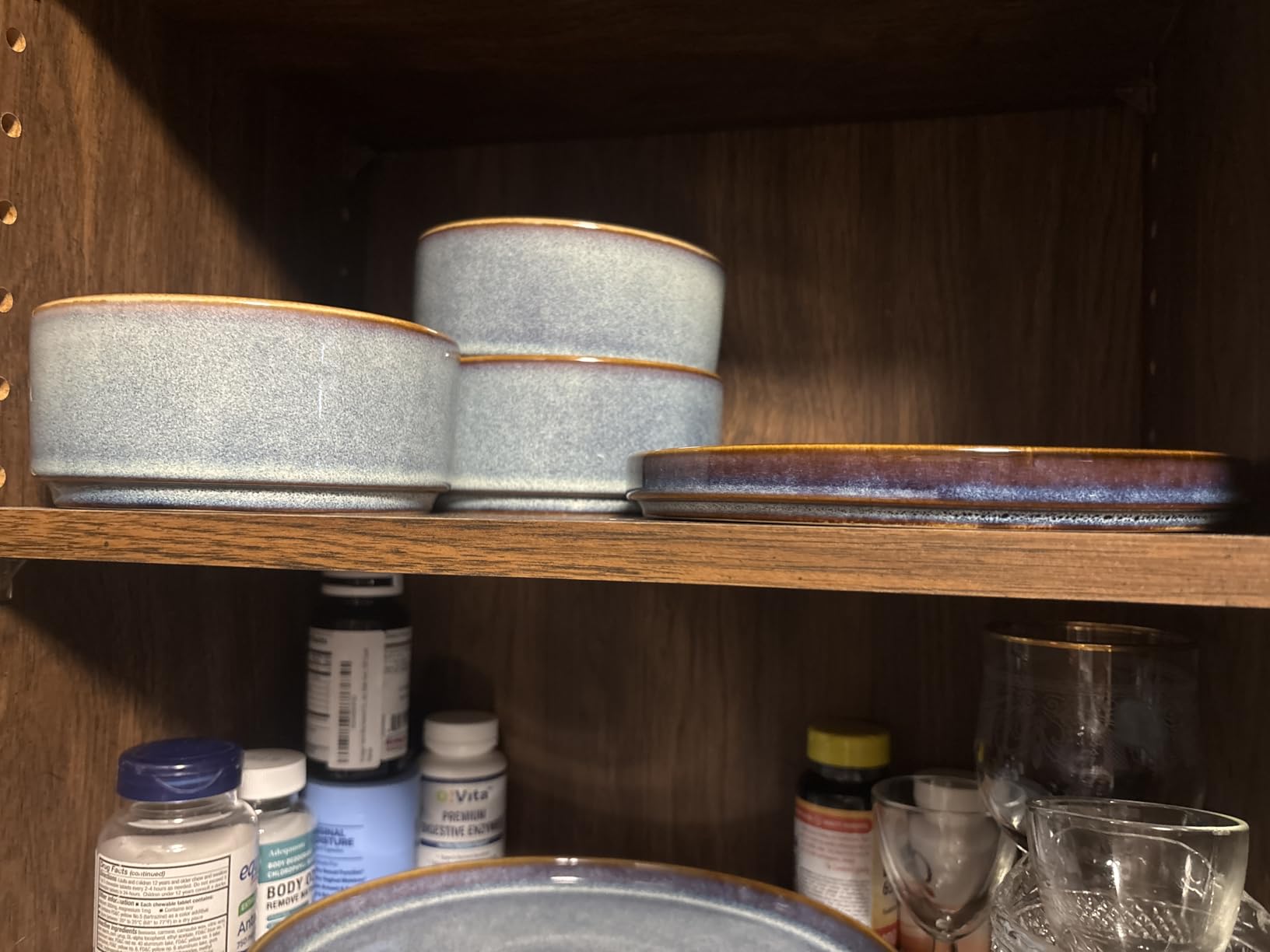 vancasso ONION Ceramic Dinnerware Sets, 12 Pieces Stoneware Plates and Bowls Sets for 4, Reactive Glaze Dishes Set for Kitchen, Dishwasher and Microwave Safe, Blue customer photo 1