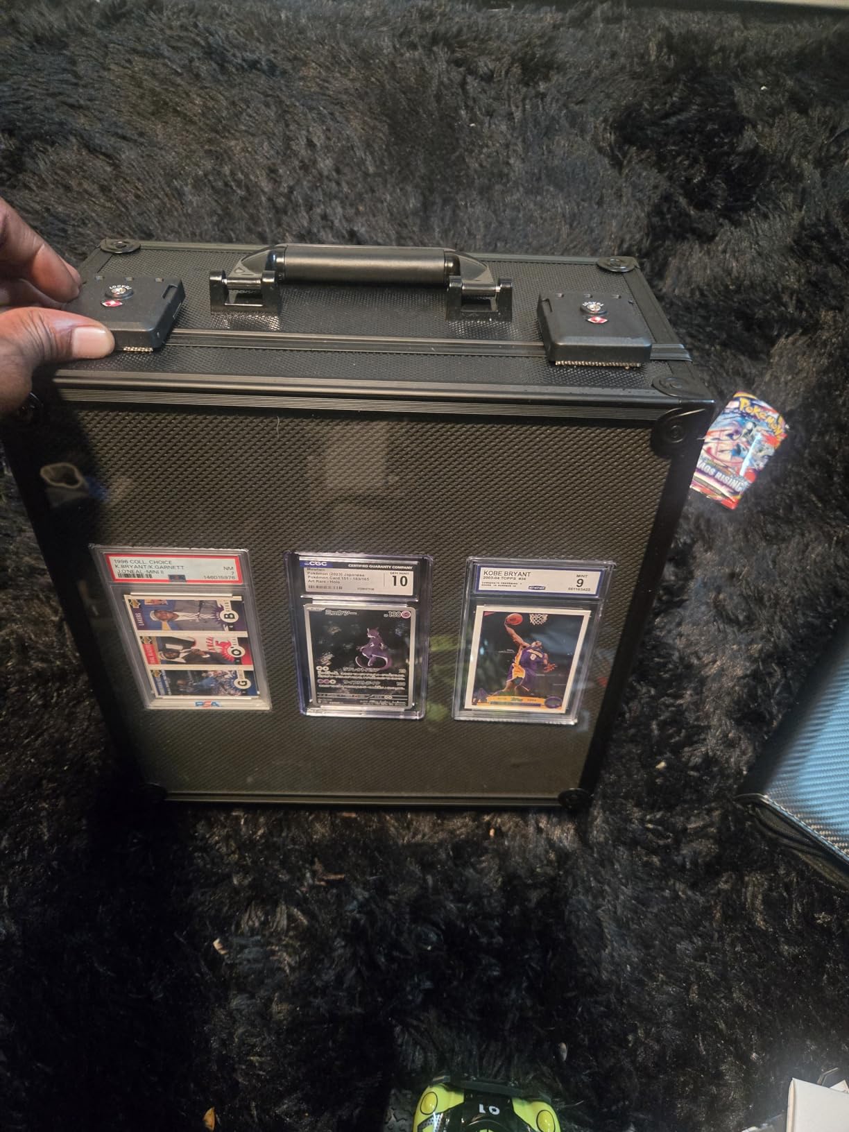 Kabinka Graded Card Storage Box, Trading Card Storage Case Holds 140+ Graded Cards, Sports Card Storage Box with TSA Combination Lock, Fits PSA/CSG/CGC/SGC/BGS/Top Loaders (Black) customer photo 1