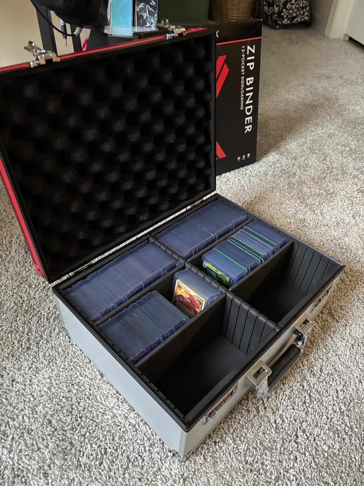 Kabinka Graded Card Storage Box, Trading Card Storage Case Holds 140+ Graded Cards, Sports Card Storage Box with TSA Combination Lock, Fits PSA/CSG/CGC/SGC/BGS/Top Loaders (Black) customer photo 2