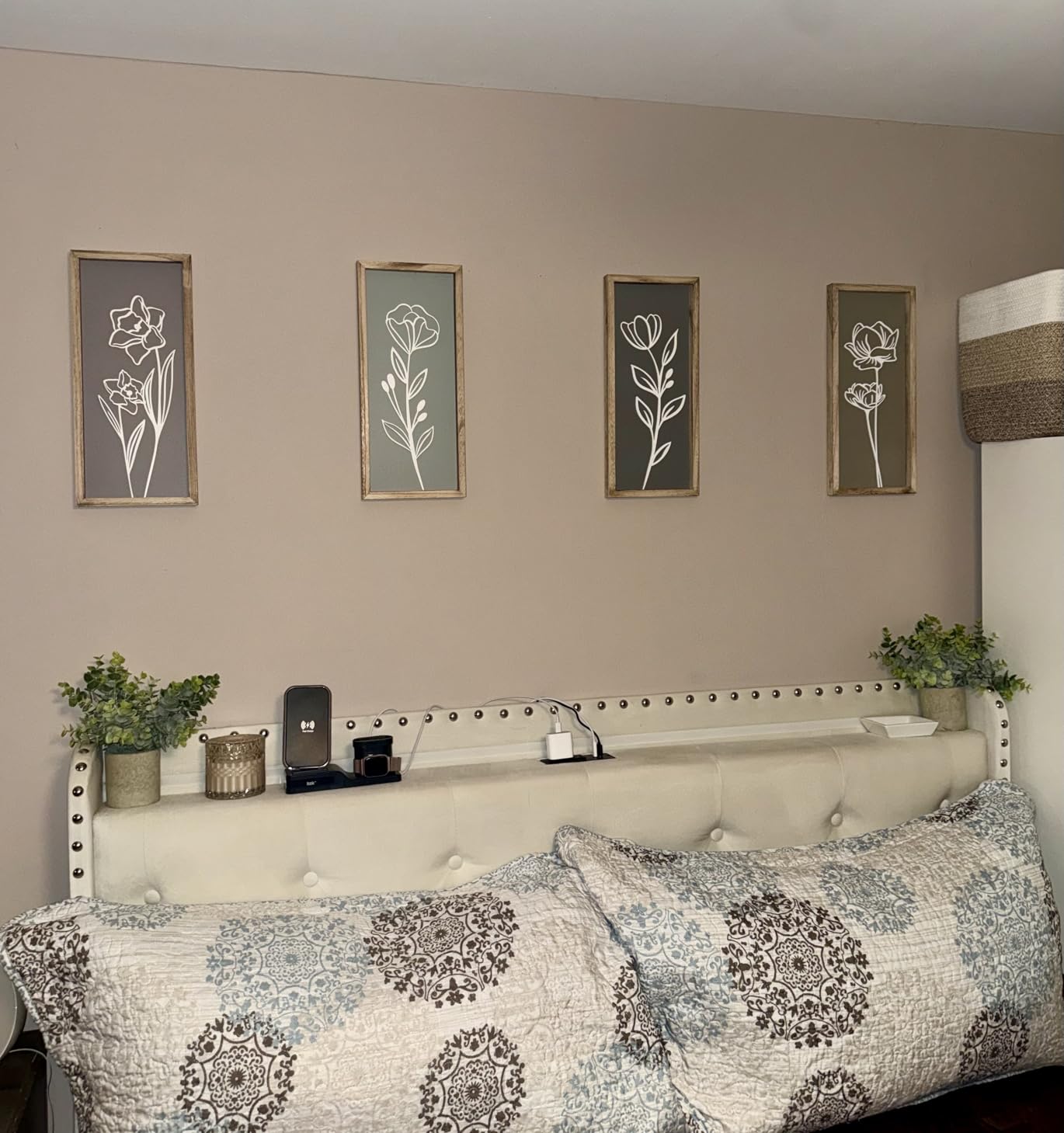 3D Floral Green Wall Art (Set of 3) Lightweight, Wooden Ready-to-Hang Boho Framed Wall Art for Bathroom, Master Bedroom, Living Room or Office - Premium Sage Green Farmhouse Decor - Gift-Boxed customer photo 1