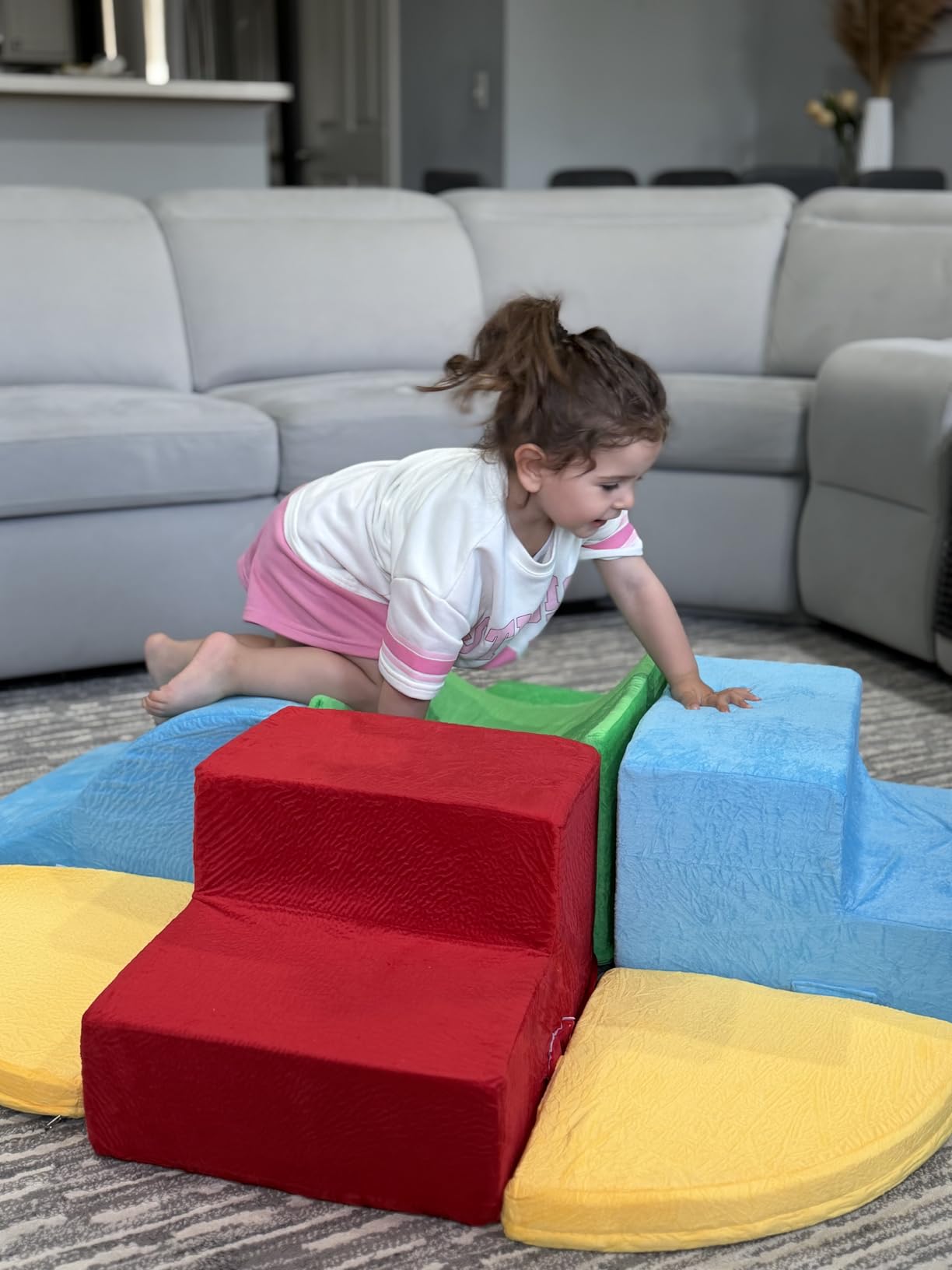 JWPEHOE 7-Piece Toddler Climbing Toys Indoor, Foam Climbing Blocks Soft Play Structures, Climbing Toys for 1 Year Old, Multi-Color Combinations Climbing Blocks, Indoor for Toddler 1-3, Infant, Baby customer photo 1