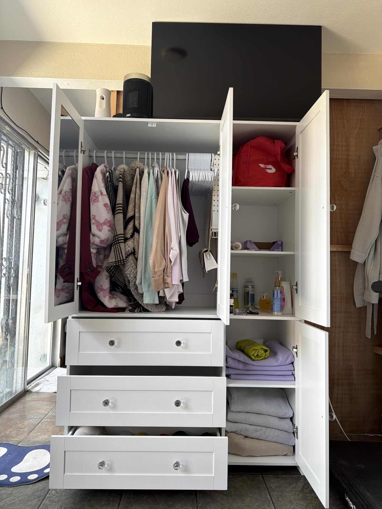 VOWNER Armoire Wardrobe Closet with Drawers and Mirror, 71