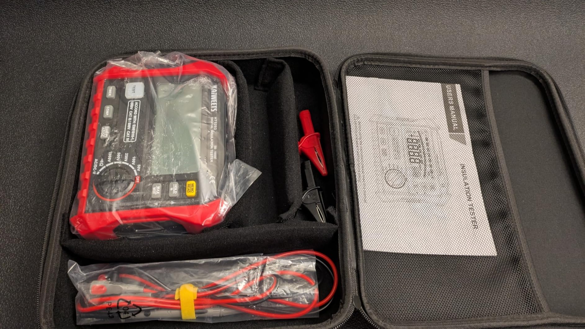 KAIWEETS Megohmmeter, Insulation Resistance Tester, Up to 100G Ohm, 50V/100V/250V/500V/1000V, One-Touch DAR/PI, with AC/DC Voltage Testing for Motors, Solar, HVAC customer photo 1