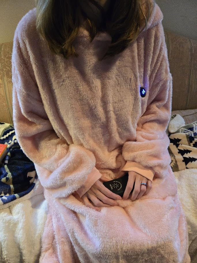 PETREL Double-Sided 12V Wearable Heated Poncho Blanket, 3 Heat set | Cordless Electric Heating Blanket, Battery Operated, Portable Heated Throw Blanket Hoodie for Car, Outdoor, Camping, Party customer photo 1
