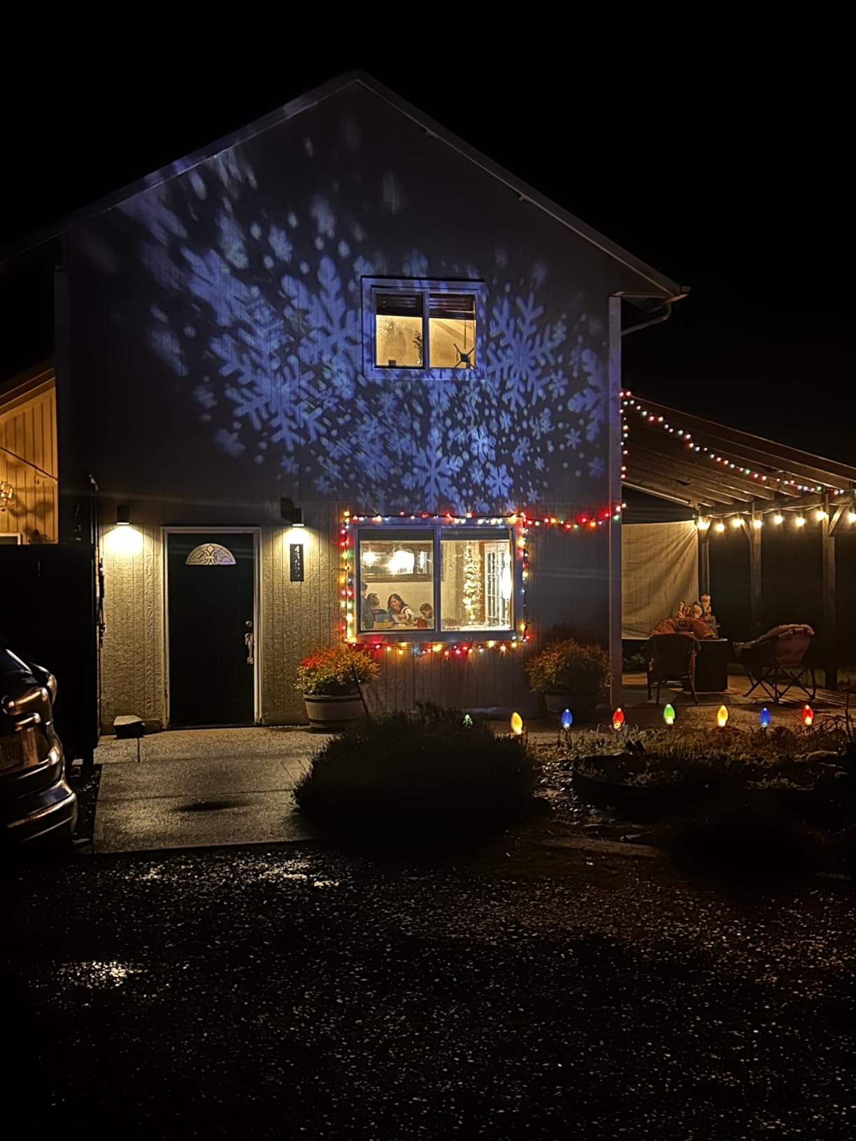 afzdby Christmas Snowflake Projector Lights Outdoor,Timer Setting Double Head Snowfall Led Lights Waterproof,Landscape Decorative Lighting Projection Lamp for Xmas Holiday Wedding Indoor Garden Patio customer photo 1