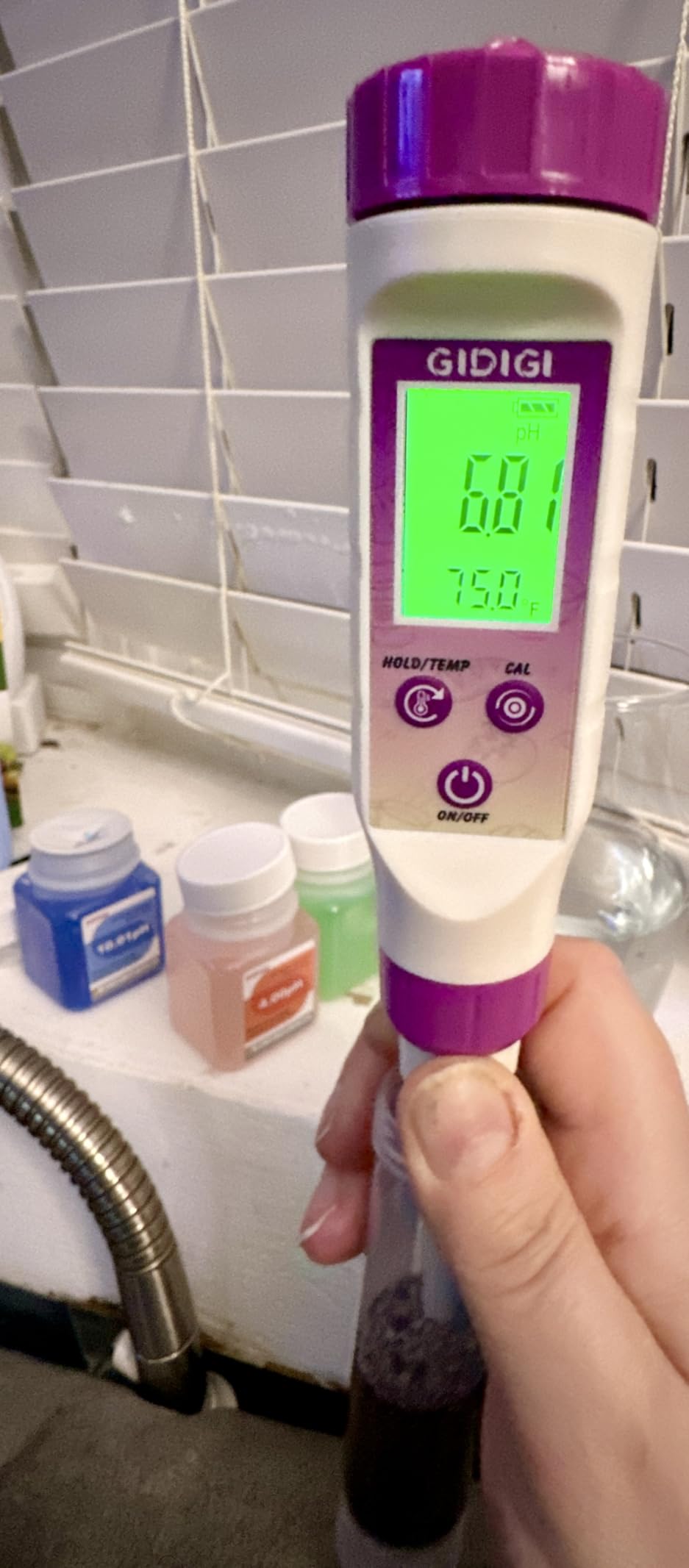 pH Meter for Food, Digital Electronic pH Tester for Fermentation, 3 * 50ml pH Calibration Solution Kits, Food Tester Probe for Cheese, Sourdough, Salsa customer photo 1