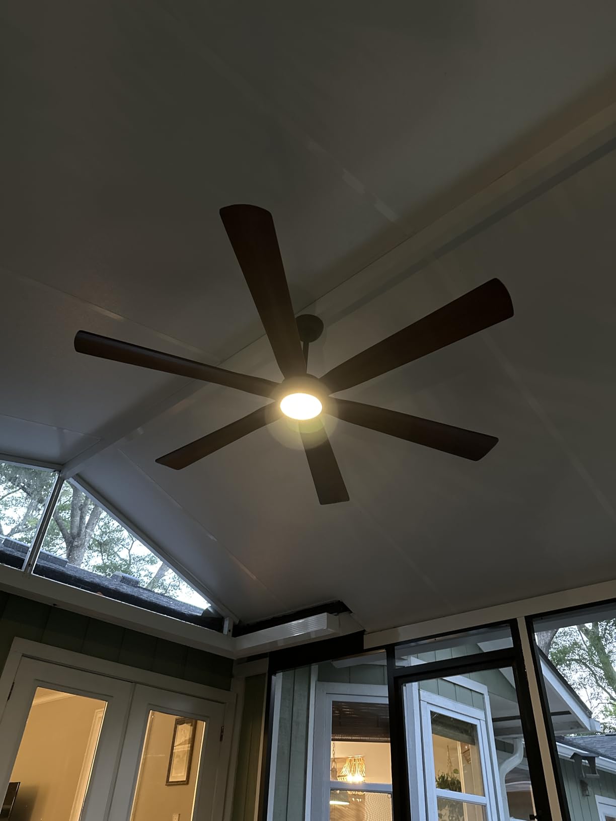 60 Inch Outdoor Ceiling Fan with Light, Damp Rated for Patio, Smart Alexa/App/Remote Control, 6 Walnut Solid Wood Blades, High 8268 CFM Quiet DC Motor, Modern Farmhouse Style for Indoor Exterior Porch customer photo 1