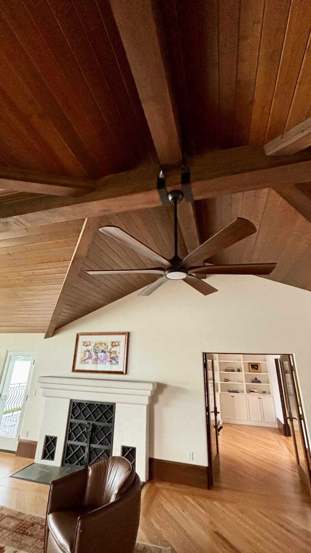 60 Inch Outdoor Ceiling Fan with Light, Damp Rated for Patio, Smart Alexa/App/Remote Control, 6 Walnut Solid Wood Blades, High 8268 CFM Quiet DC Motor, Modern Farmhouse Style for Indoor Exterior Porch customer photo 2