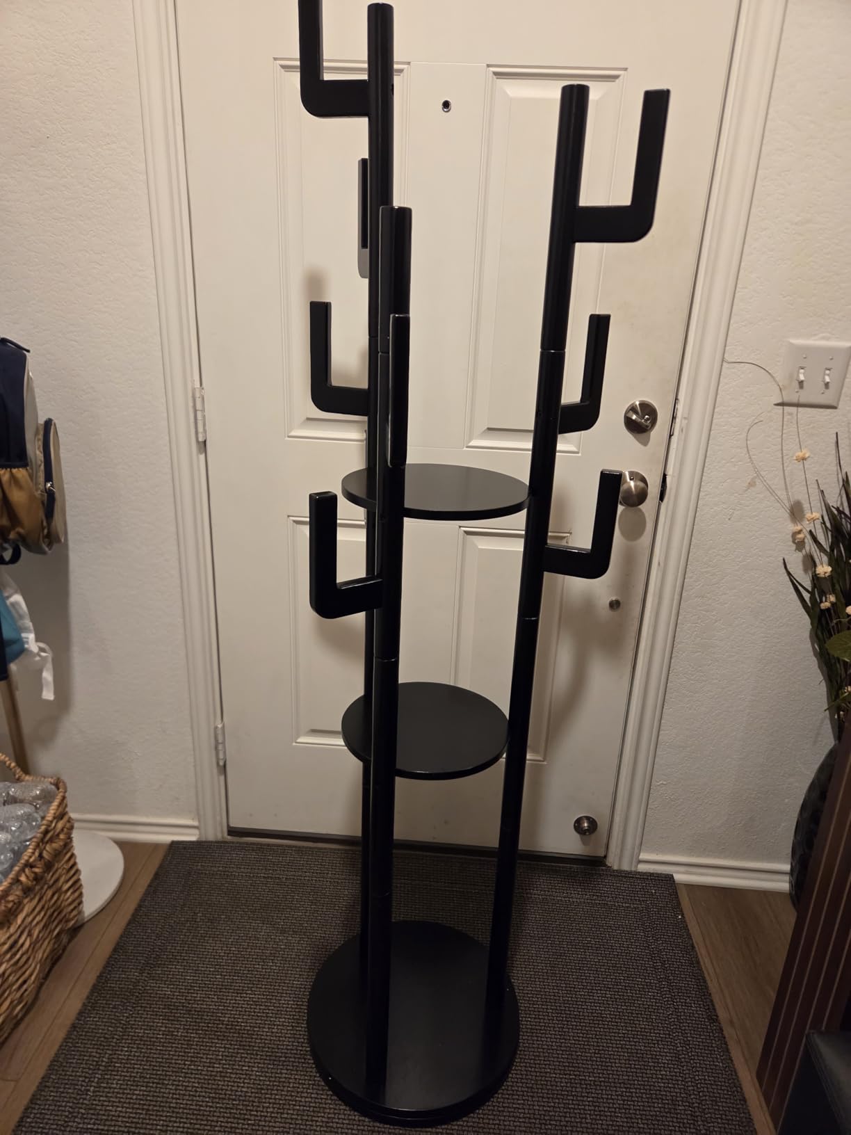 Yoobure Rotary Coat Rack Freestanding - Solid Wood Coat Tree with 9 hooks & 3 Storage Shelves for Purse, Bag, Jacket, Hat, Corner Hanger Stand Racks for Hall, Entryway, Office, Modern Clothes Holder customer photo 1