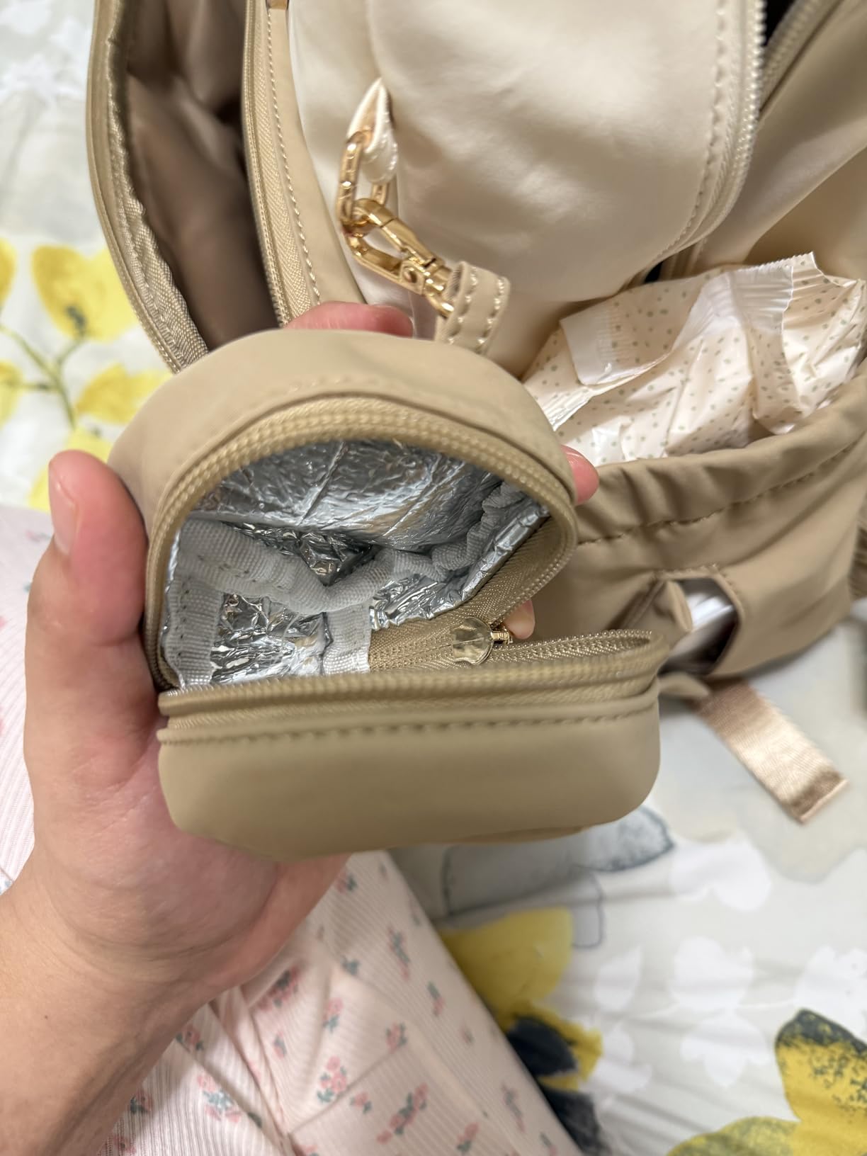 LOVEVOOK Diaper Bag Backpack, Baby Travel Bags for Boys & Girls, Toddler Waterproof Diaper Bag with Changing Pad, Beige Khaki customer photo 1