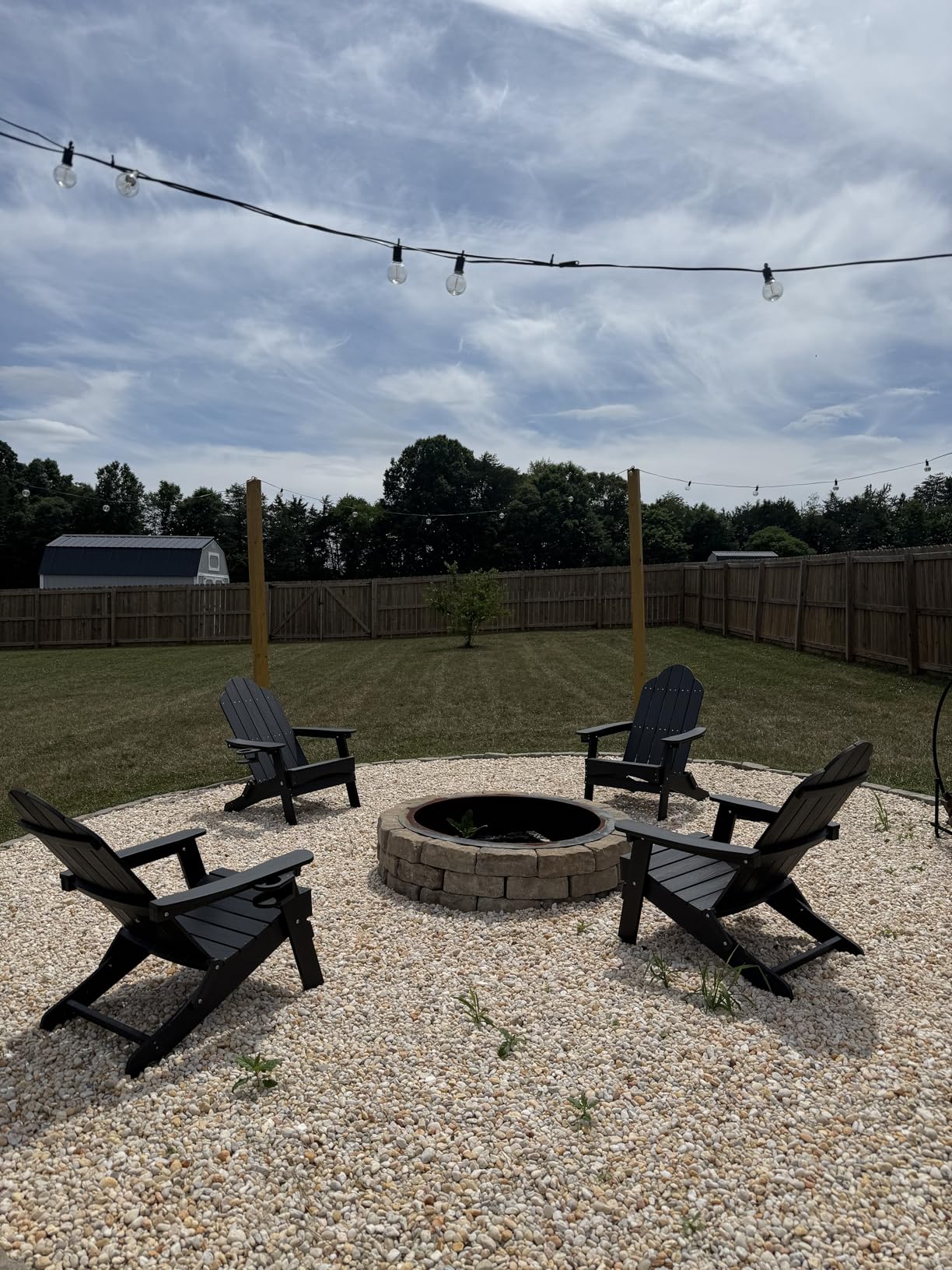 Folding Adirondack Chair, All-Weather HDPE Plastic Patio Chair with 2 Cup Holders, Wooden Textured Lawn Chair, Teak customer photo 2