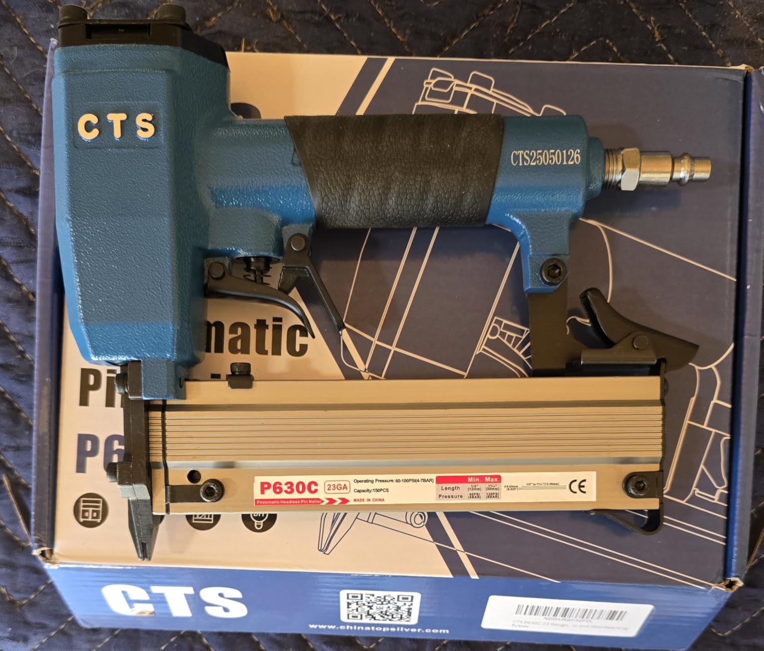 CTS P630C 23 Gauge Pin Nailer with 3000PCS Nails, Pneumatic Headless Pin Gun with Safety Trigger, Fits 1/2'' to 1-3/16'' (12 to 30mm) Pin Nails, Air Micro Pinner for Cabinets, Crafts and Woodworking customer photo 2