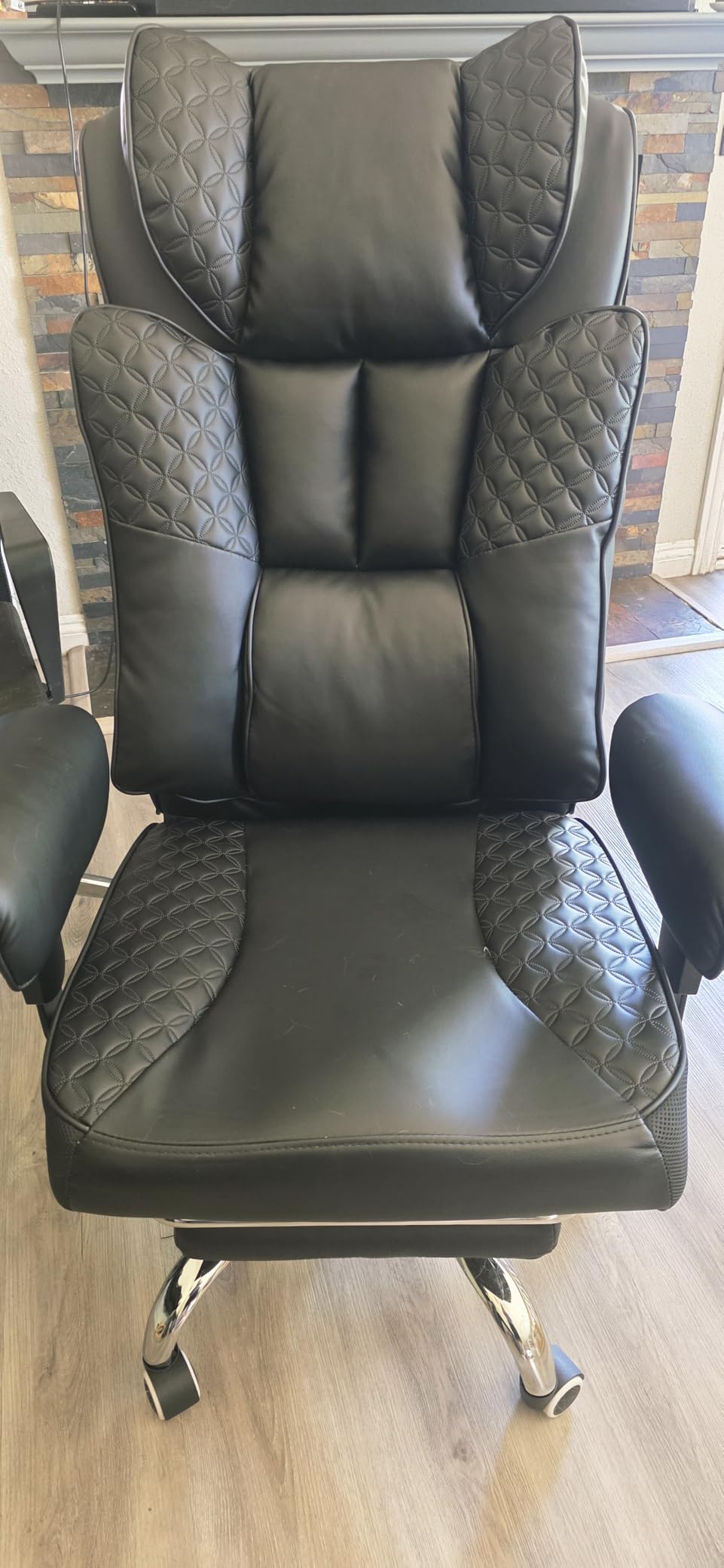 GTPLAYER Big and Tall Office Chair Wide Ergonomic Gaming Chair with Deluxe Embossing Designed Leather with Foot Rest, 150° Reclining Adjustable Soft Armrests Pocket Spring Back Support and Pillow customer photo 2