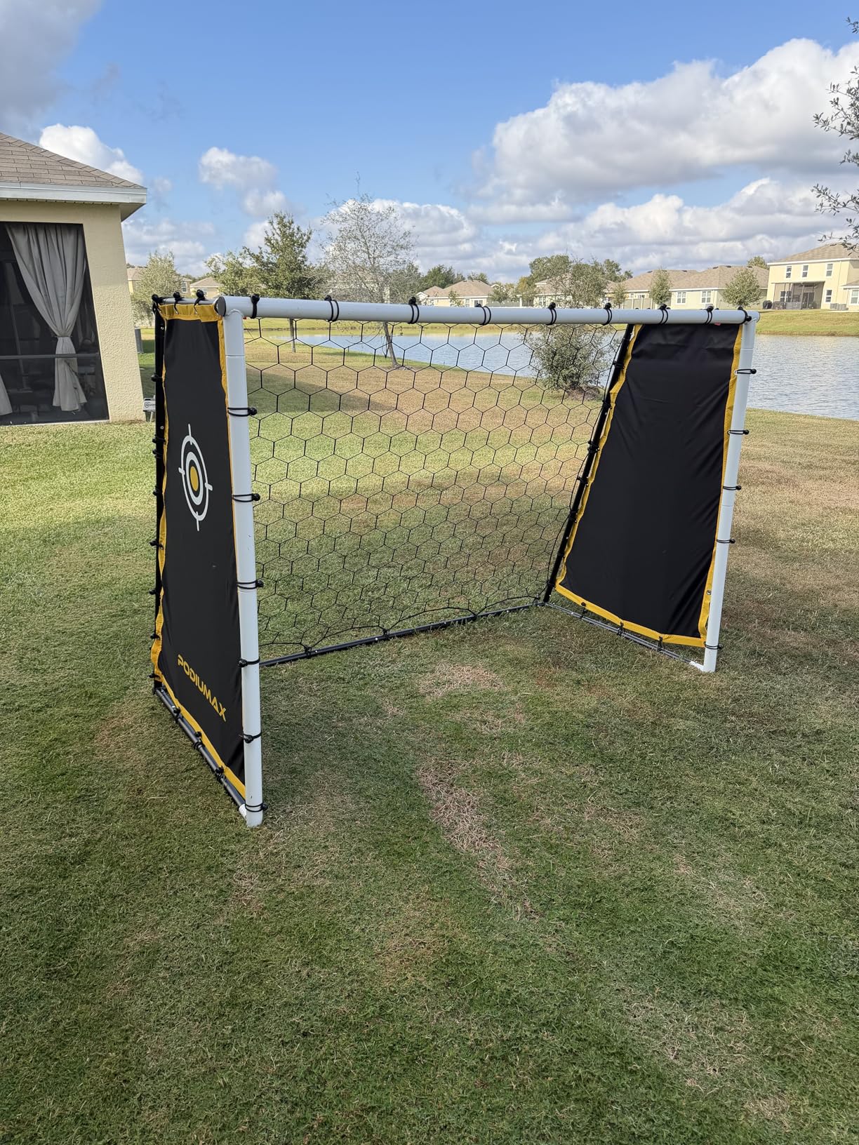 PodiuMax 4 in 1 Soccer Goal & Rebounder, 7x5ft Rebound Net with Upgrade Frame, Steel Ground Pass Net for Backyard Park Field, Soccer Kick Back Trainer for High Passing, Low Passing & Shooting Training customer photo 2