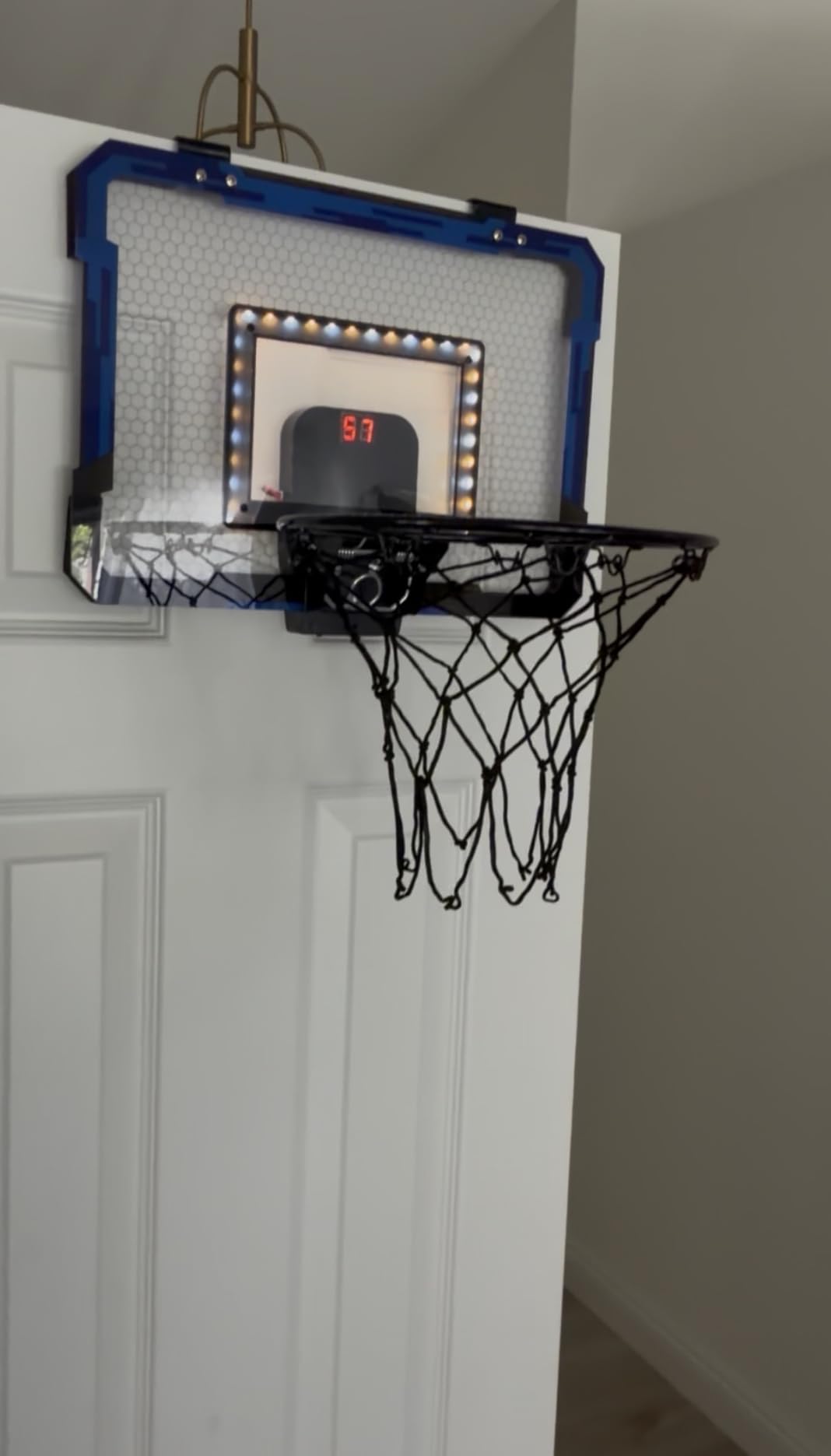 QDRAGON Mini Basketball Hoop, Over The Door Indoor, with 3 Balls/Inflator/Breakaway Rim, Basketball Toy Gifts for Kids and Adults, Suit for Bedroom/Office/Outdoor, Blue with Scoreboard & 7 Light customer photo 2