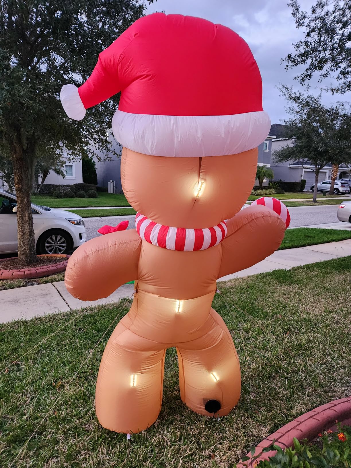 Christmas Inflatable Gingerbread Man, Blow Up Holiday Party Decor with Build-in LED Lights, Waterproof Inflatable Christmas Decorations for Outdoor Roof Yard Lawn Garden Indoor (Brown, 8FT) customer photo 2
