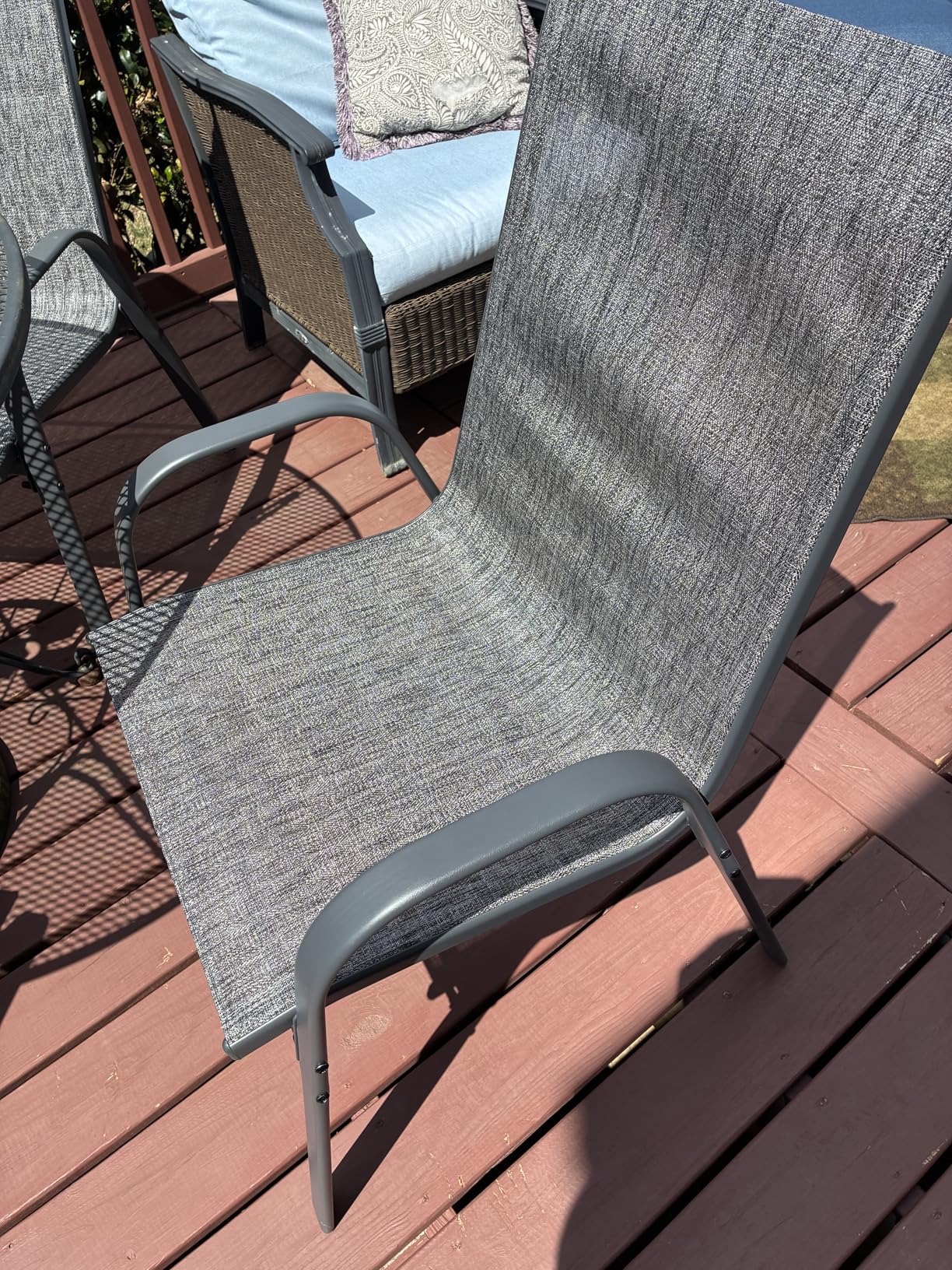 Patio Chairs Set of 4, Stackable Outdoor Dining Chairs for All Weather, Metal Modern Outside Furniture Chair for Pool Side, Garden, Backyard Deck, Dark Grey customer photo 1