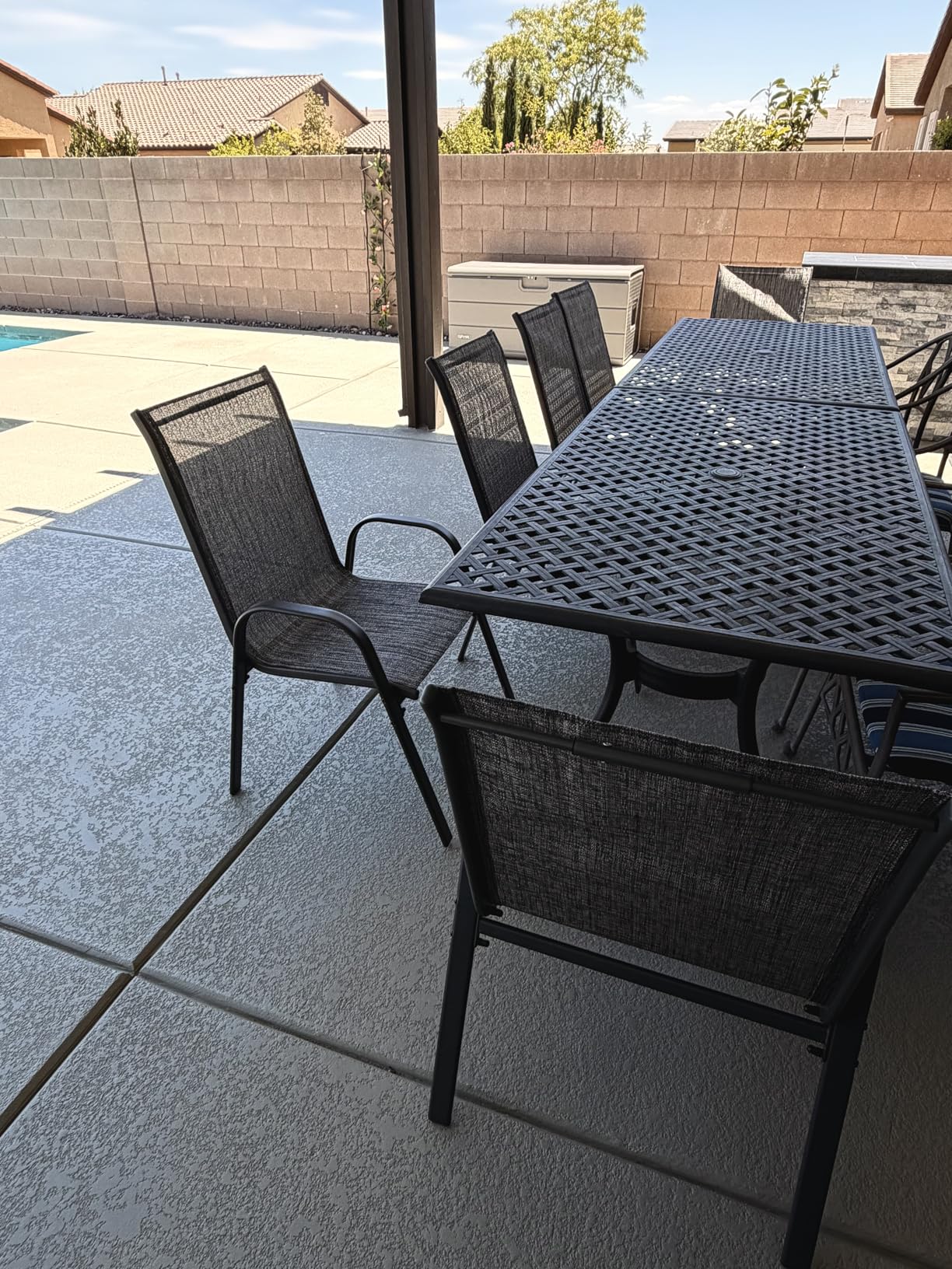 Patio Chairs Set of 4, Stackable Outdoor Dining Chairs for All Weather, Metal Modern Outside Furniture Chair for Pool Side, Garden, Backyard Deck, Dark Grey customer photo 2