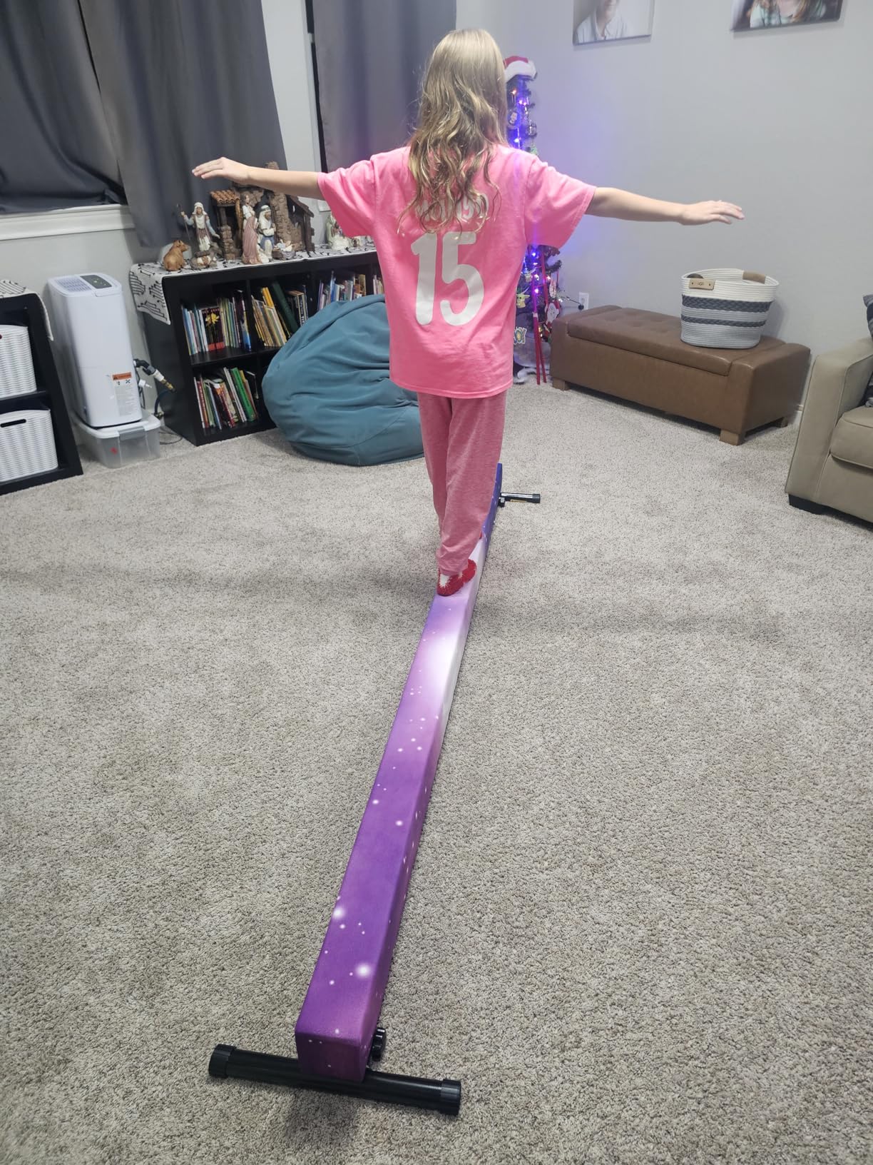 VEVOR 8FT Balance Beam for Kids, 200-350LBS Stable Support Gymnastics Floor Beam with Non-Slip Mat, Wood-Core/EVA Gymnastics Training Equipment with Anti-Slip Bottom & Carry Bag for Home Gym customer photo 1