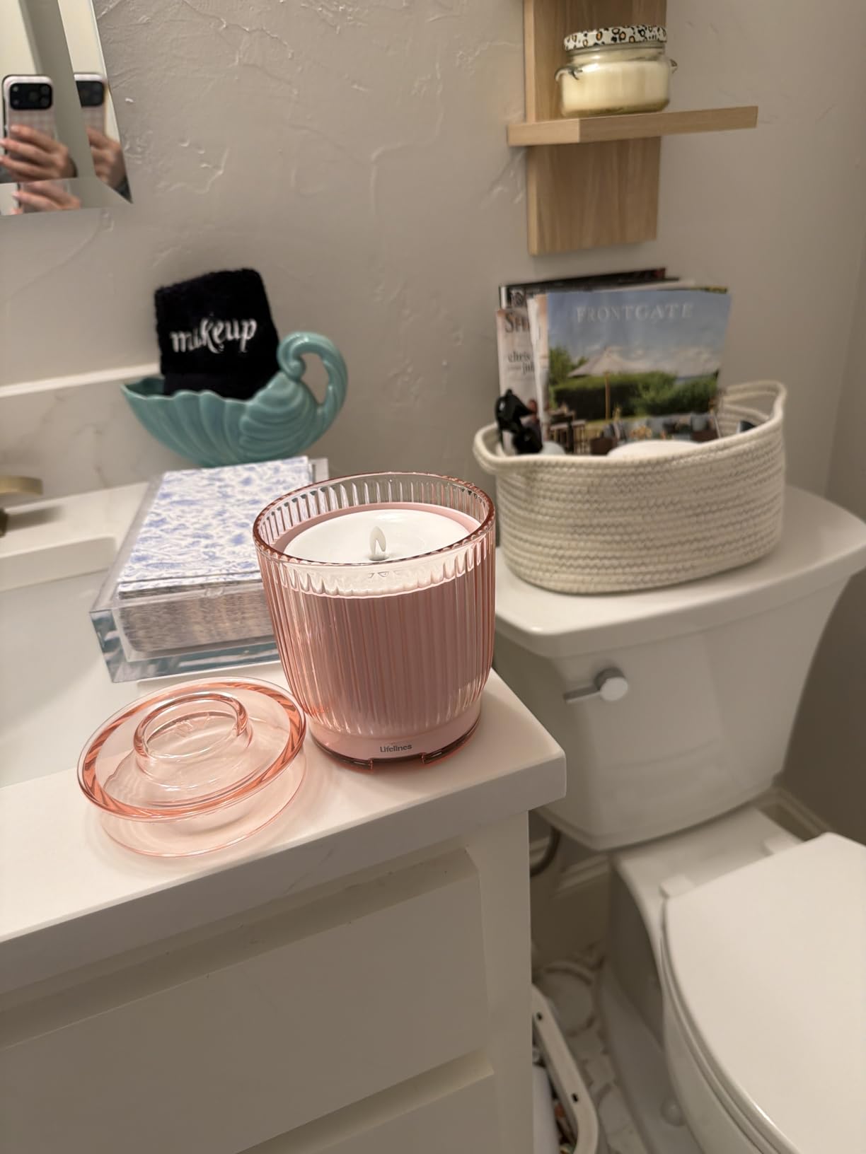 Lifelines Flameless Candle Aromatherapy Essential Oil Diffuser with 2 ClickWick Essential Oil Blends - Cordless & Waterless Diffuser for Home - Scented Electric Candles Blow Out Flame - Pink Jar customer photo 1