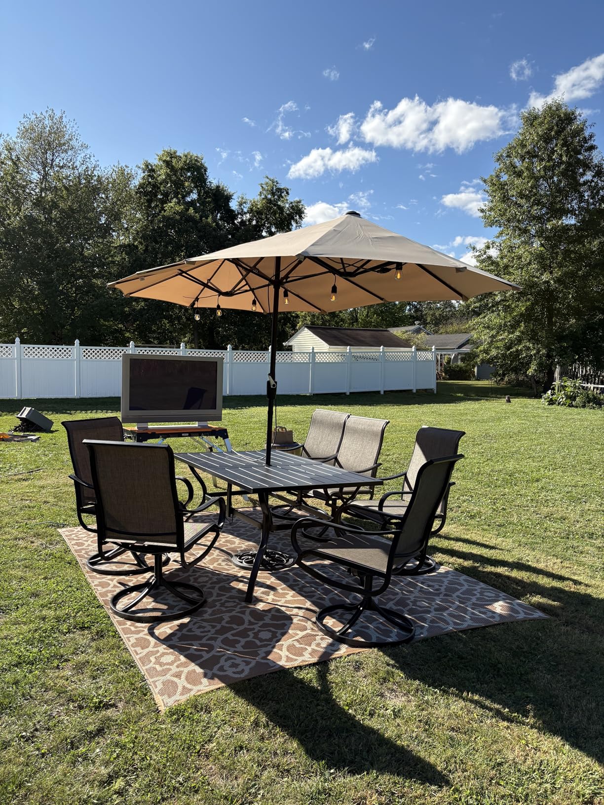 HEBE Waterproof Outdoor Rug 5x8 for Patios, Floral Reversible Plastic Straw Rug Patio Mat, Indoor Outdoor Carpet RV Mat Camping Rug for Deck, Camper, Porch, Balcony, Backyard, Picnic customer photo 1